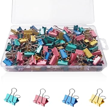 148Pcs Small Binder Clips Assorted Colored, 0.75 in/19mm Mini Binder Paper Clips Office Clips Office Supplies Desk, 3/4 Inch Cute Binder Clips, Small Paper Clamps for Home School Business Colored