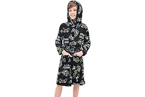 Boys Cozy Warm Gamer Fleece Hooded Bathrobe
