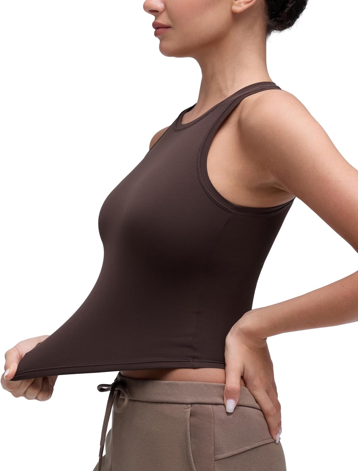 CRZ YOGA Softembrace High Neck Tank Tops for Women - Casual Going Out Soft Double Lined Basic Summer Sleeveless Shirts