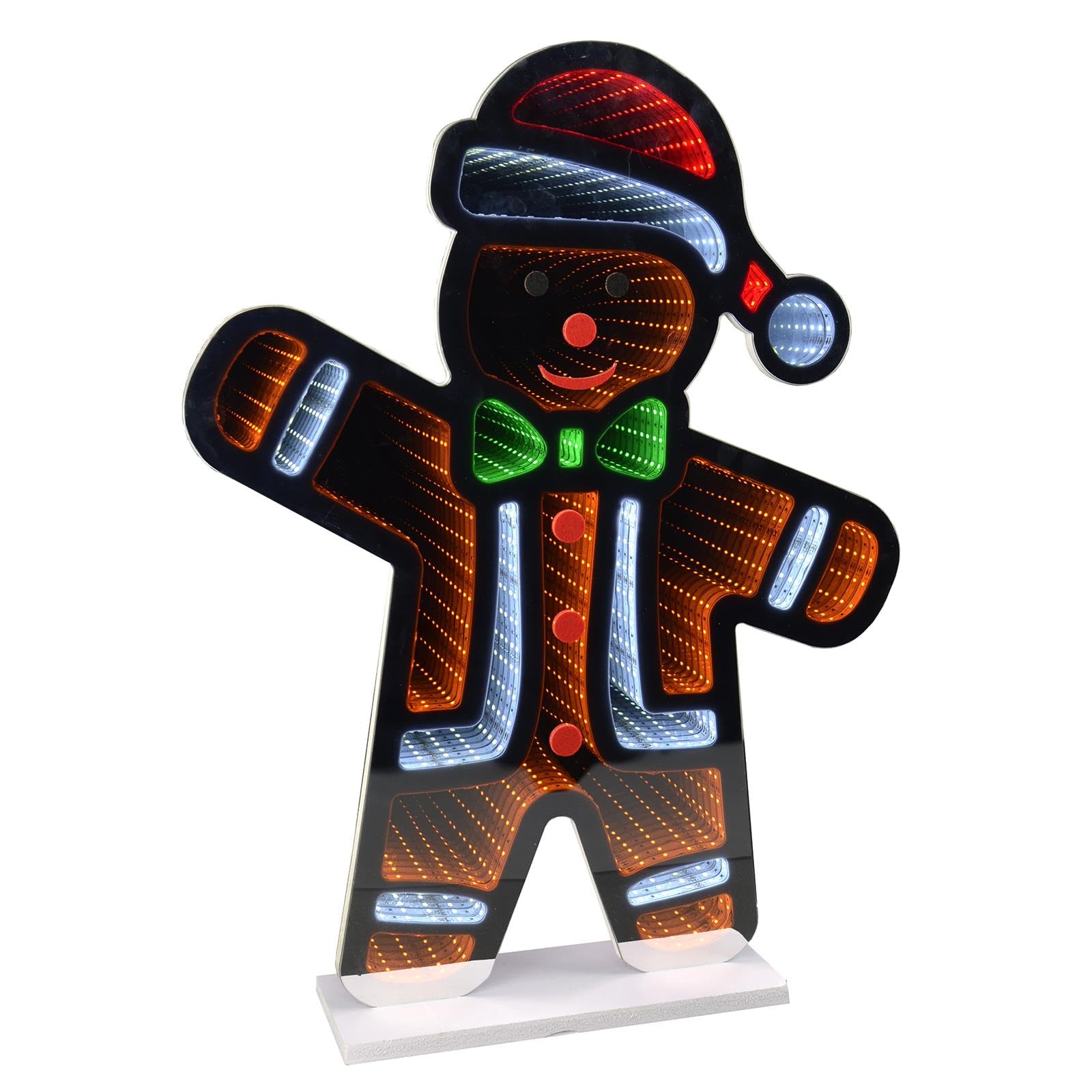 Mr Crimbo Gingerbread Man 60Cm Double Sided Infinity Mirror Light Christmas Decoration Optical Illusion Multicolour - Gingerbread Man