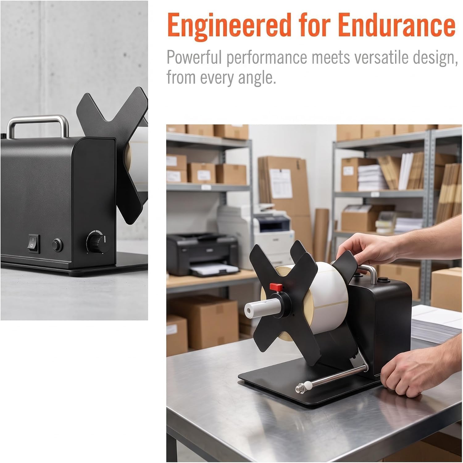 Automatische Etikettenaufwickelmaschine, Geschwindigkeit Einstellbar Von 163 Bis 1500 Mm/s, Max. Rollendurchmesser 230 Mm, Für Etiketten Mit 25/40/76 Mm Kern, Doppelleitblech