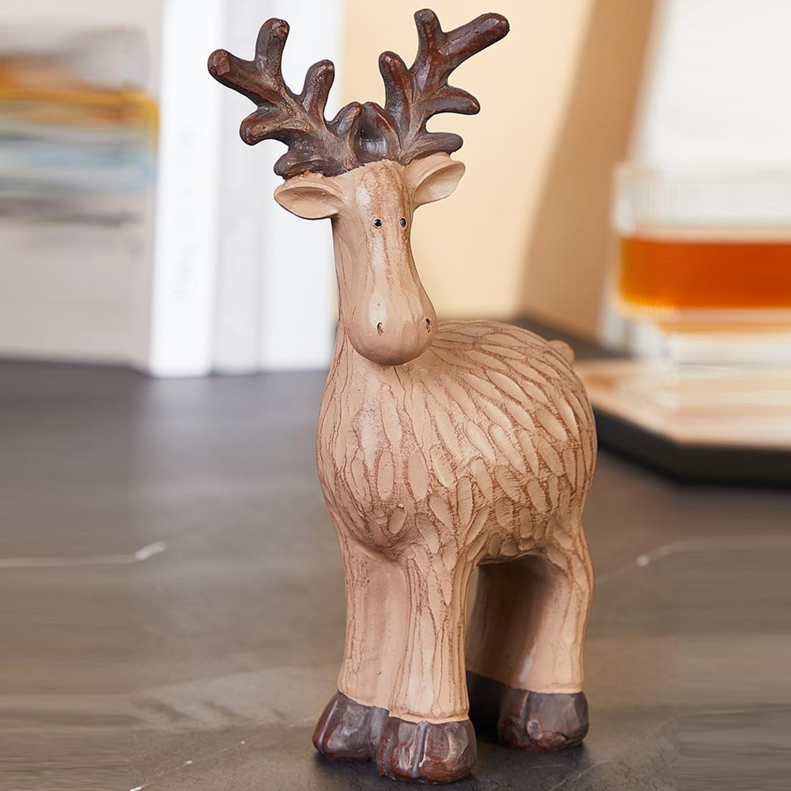 Rentier-Figuren – Weihnachtselch-Statue, Skulptur aus raffiniertem