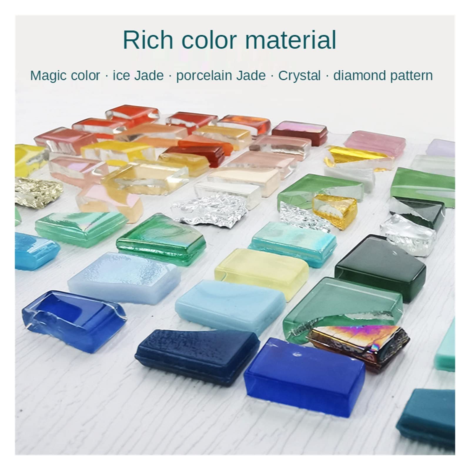 płytki mozaikowe, 250g DIY Mozaika Fragmenty Nieregularne Kształty Ręcznie Robiony Kamień Lód Jade Porcelana Kryształ Szkło Mieszane Kolorowe Cząstki
