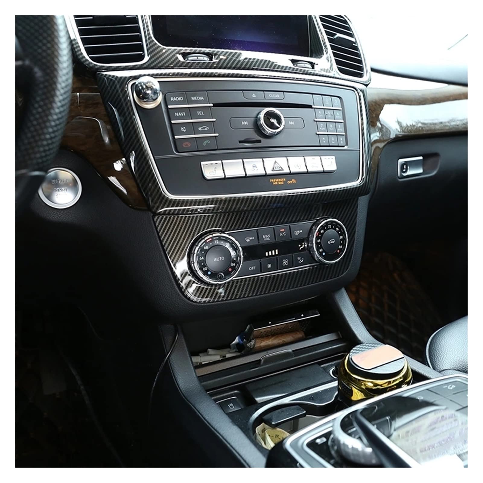 YINGO Car Centralna Kontrola Klimatyzacja Gałka Dekoracyjne Ramki Wykończenia Kompatybilny z Mercedes Benz Ml GLE GL GLS Klasa W166 X166.(Silver)