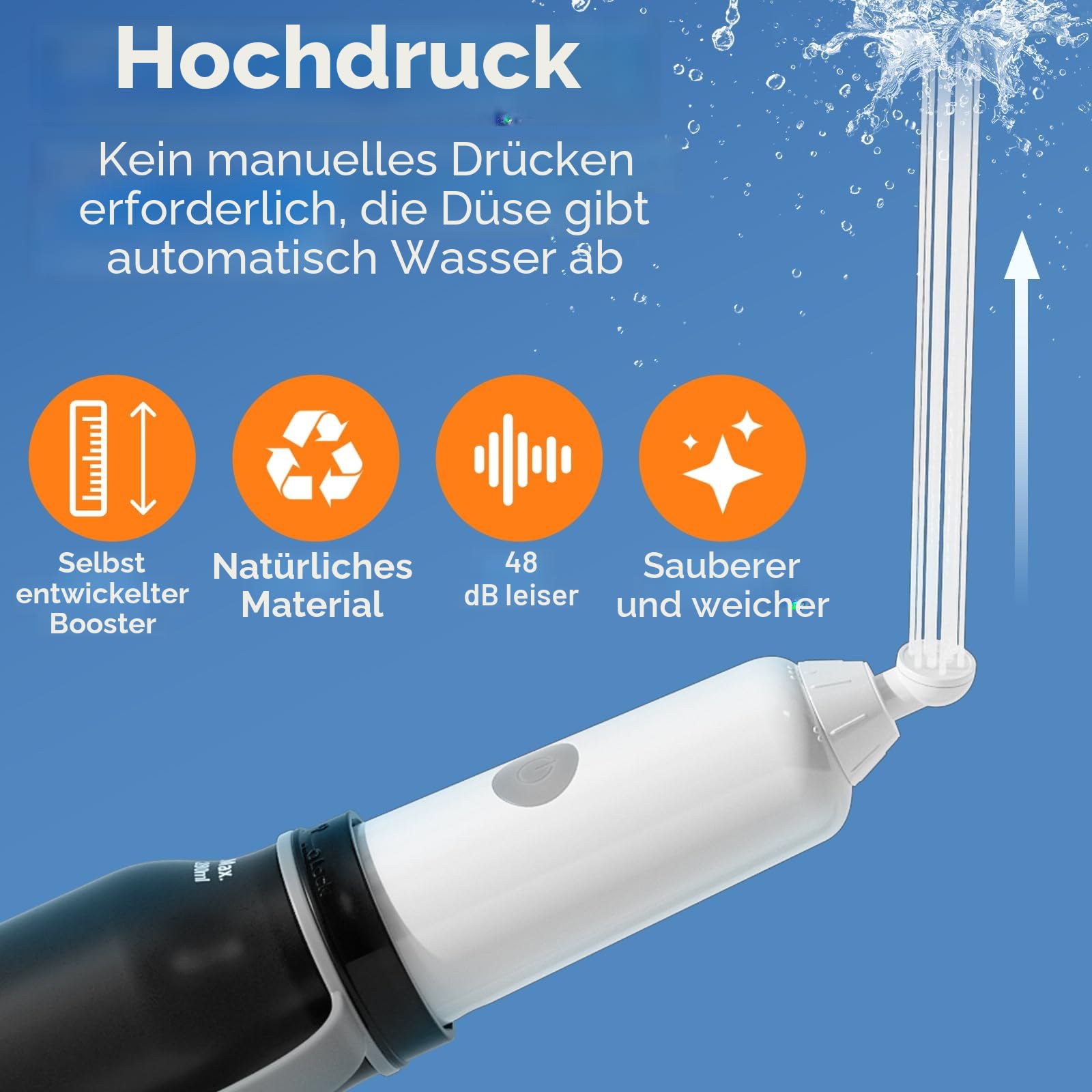 BIGCOW Tragbare Bidet mit 3 Sprühmodi | Elektrische Po Dusche | IPX7 Wasserschutz & Druckregulierung | für Sanfte Körperpflege, Wochenbettzeit und Sensible Hautpartien (Schwarz)