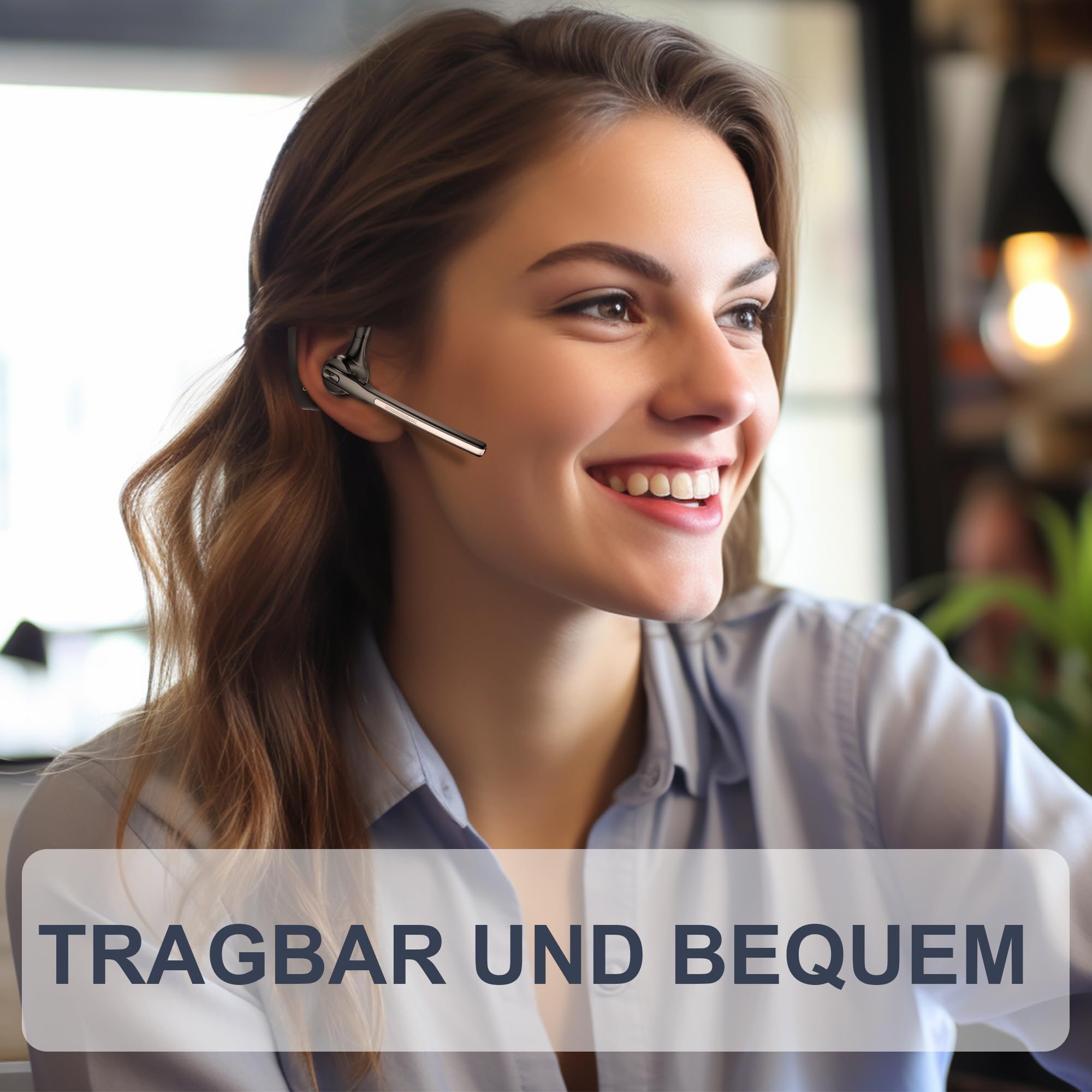 Conambo Auricolare Bluetooth senza fili V5.２, K10C Auricolare Bluetooth monofonico con cancellazione del rumore CVC 8.0 e ENC per la guida e il lavoro, 16 ore di conversazione