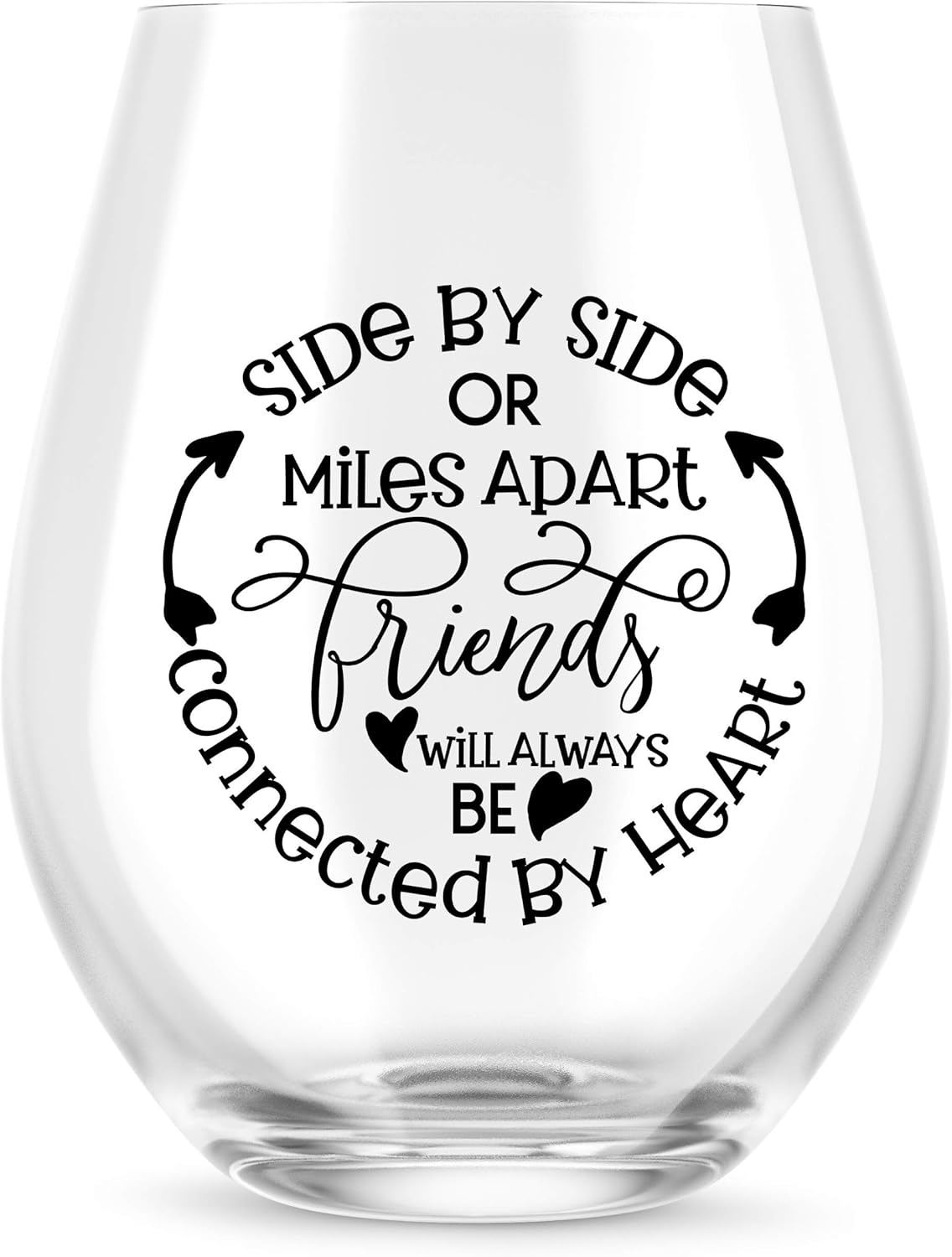 Side By Side Or Miles Apart Best Friend Wine Glass - 15 Oz, Scratch-Resistant Wine Glass - Birthday Gifts for Her, Stocking Stuffer, or Long Distance Friendship Gifts for Women - Printed in the USA - Image 4