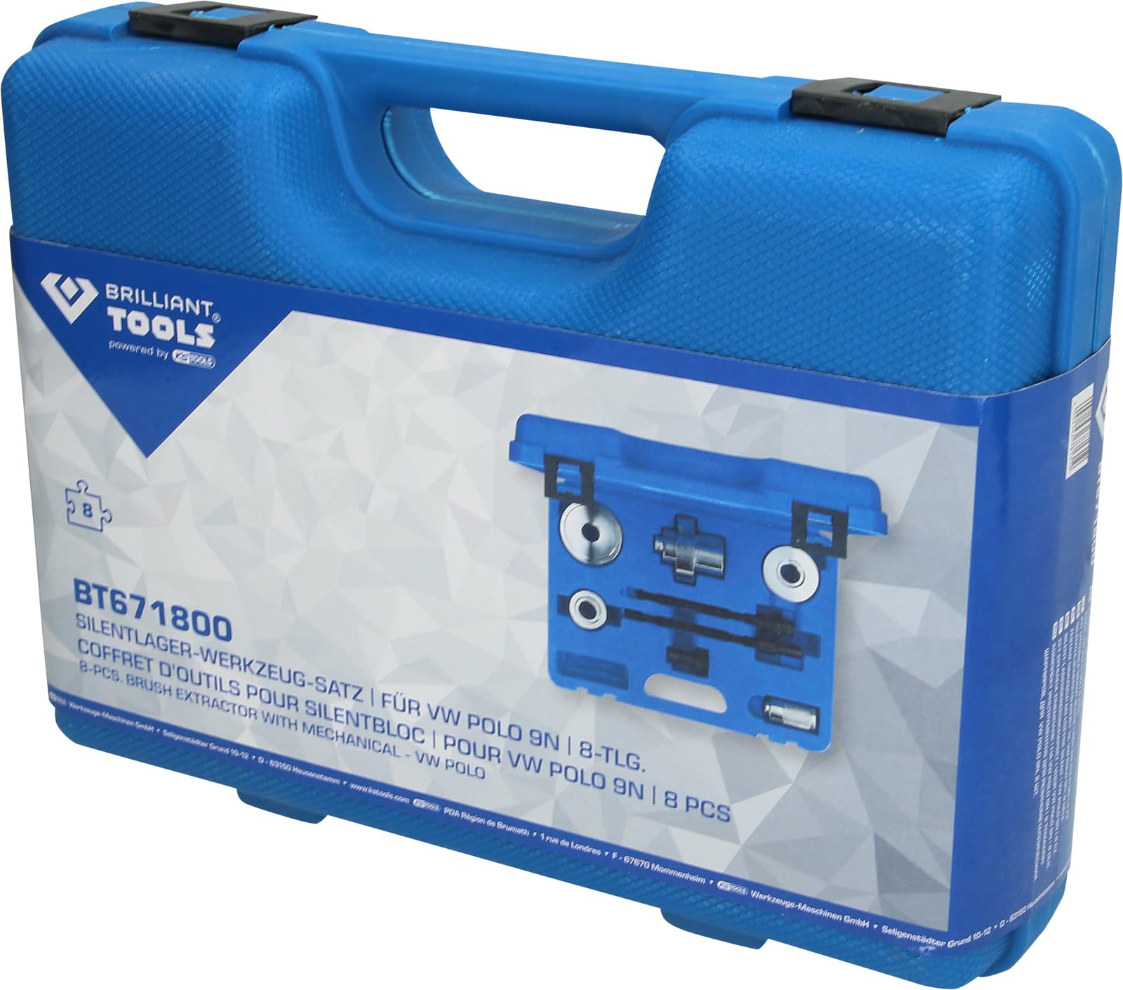 BRILLIANT TOOLS BT671800 Kit utensile silent block, per VW Polo 9N, 8 pz [Powered by KS TOOLS]