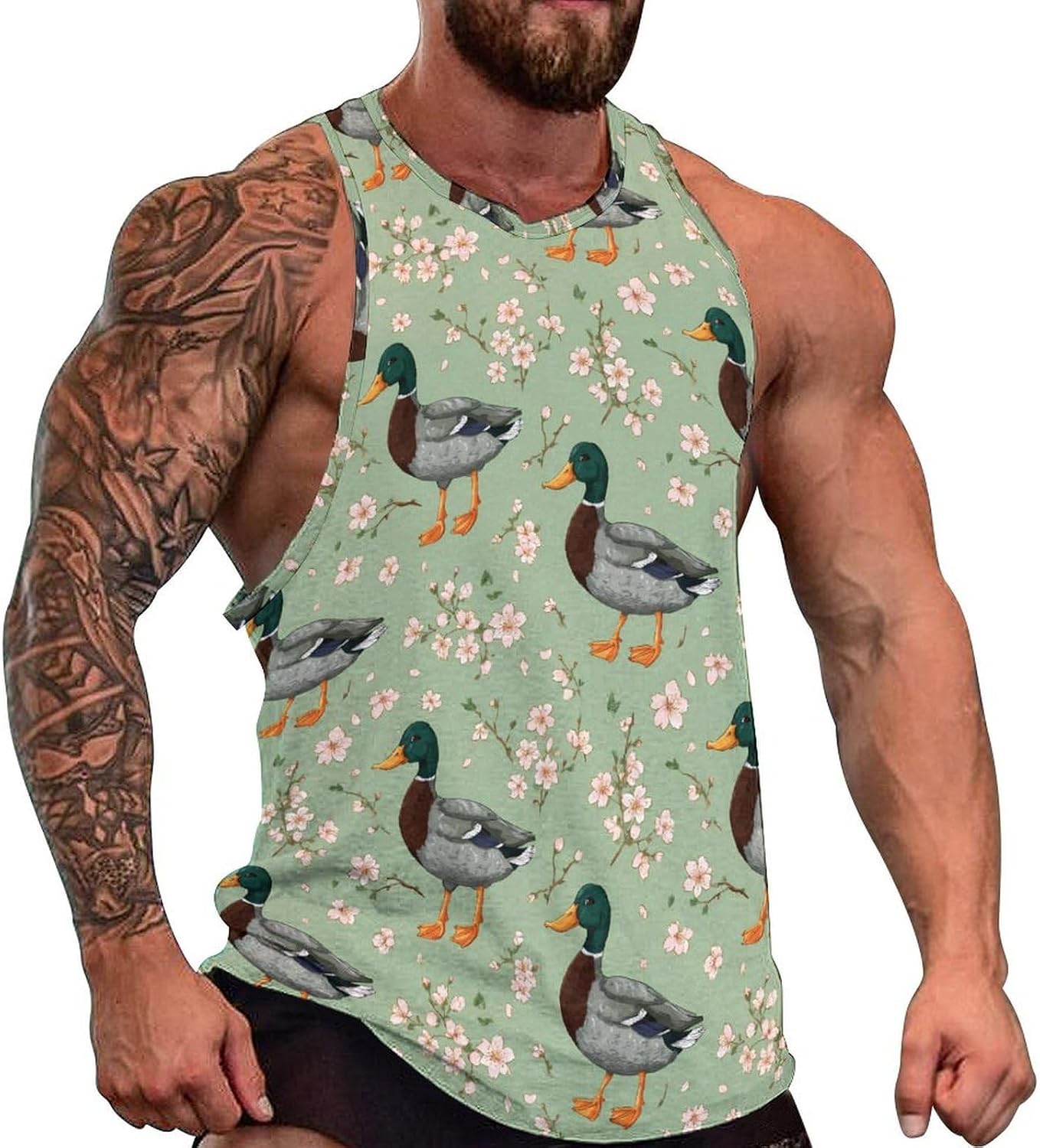 Cute Wild Duck Men Tank Top Workout Shirt Muscle T Shirt 5XL