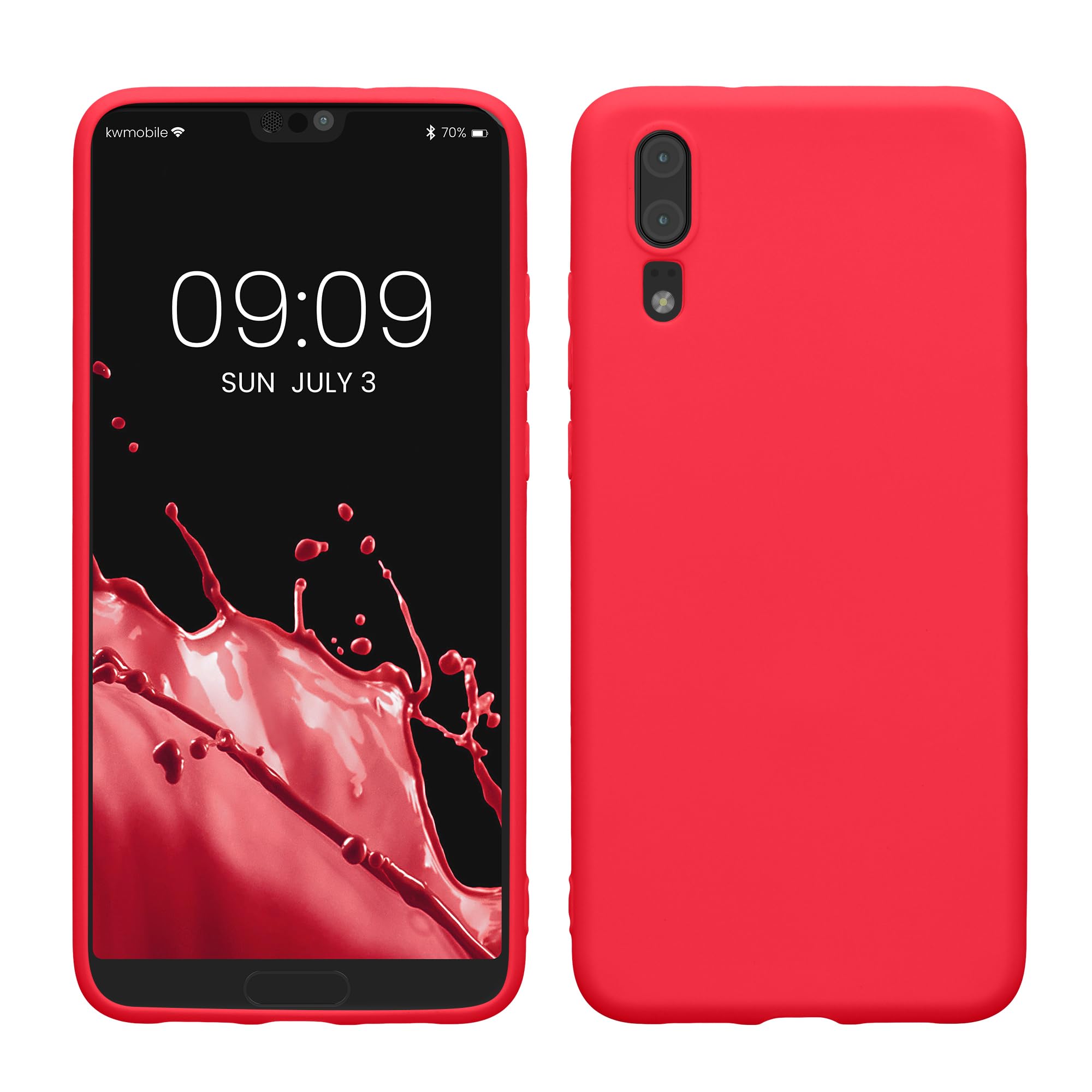 kwmobile Case for Huawei P20 Case - Soft Cover - Shockproof TPU Material - Wireless Charging - Neon Pink