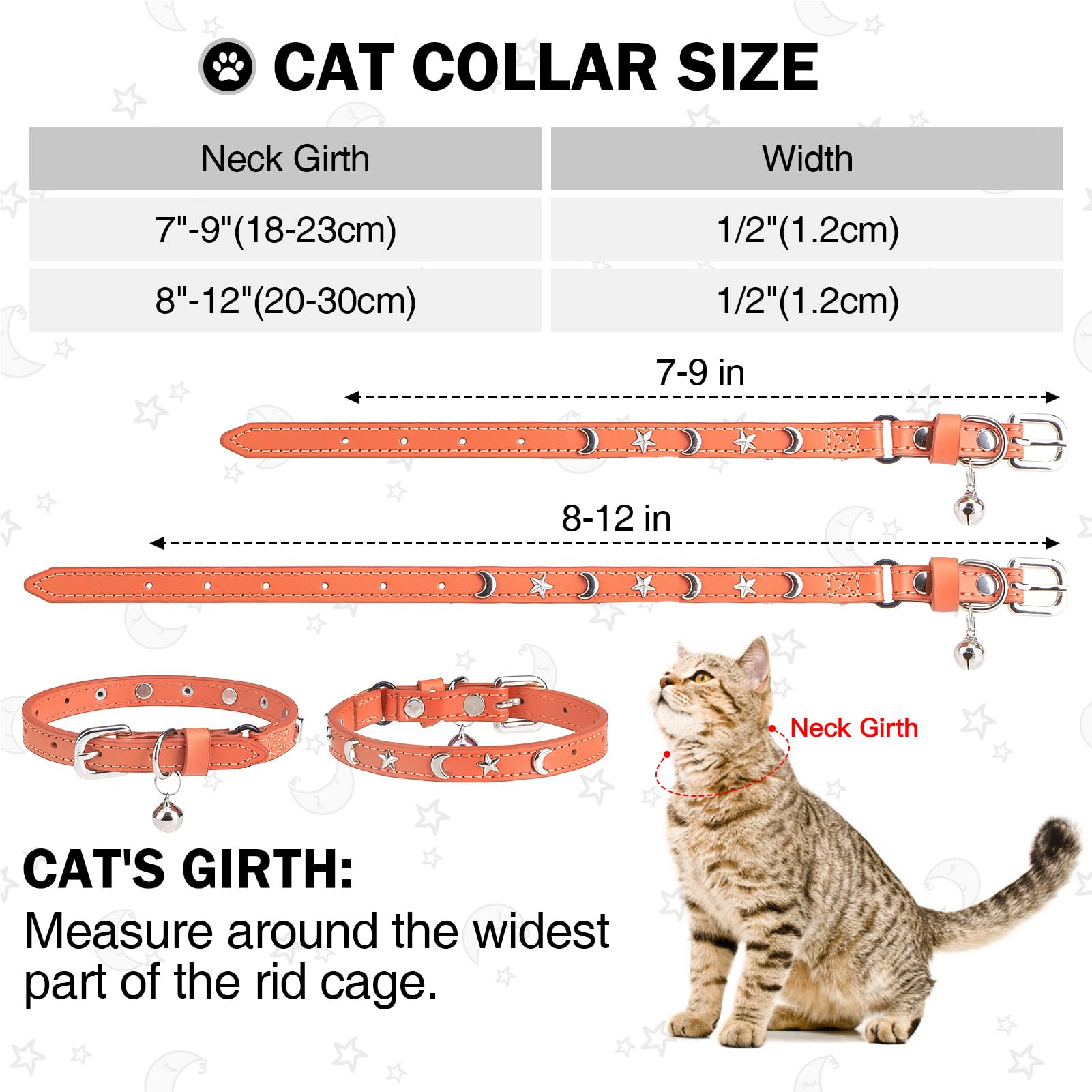 Leather Cat Collars for Boy Girl Cats with Bell and Safety Elastic Belt - Image 3