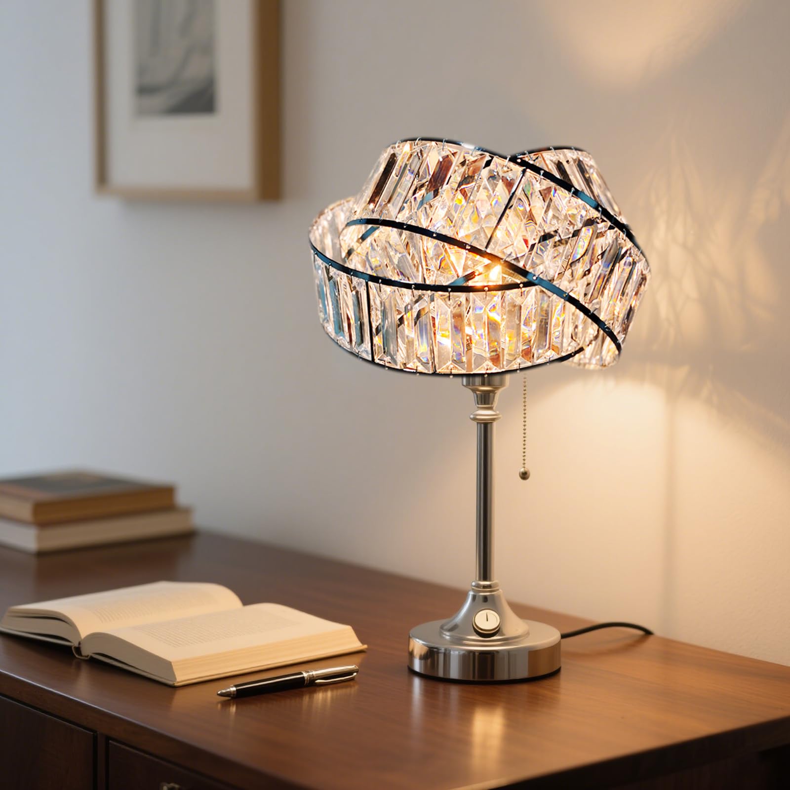Crystal Lampshade Modern 3 Tier Interlocking Acrylic Lampshade for Pendant Light Decorative Ceiling Light Shade Chandelier Style Lighting Fixture for Living Room Bedroom Hallway 32cm Diameter