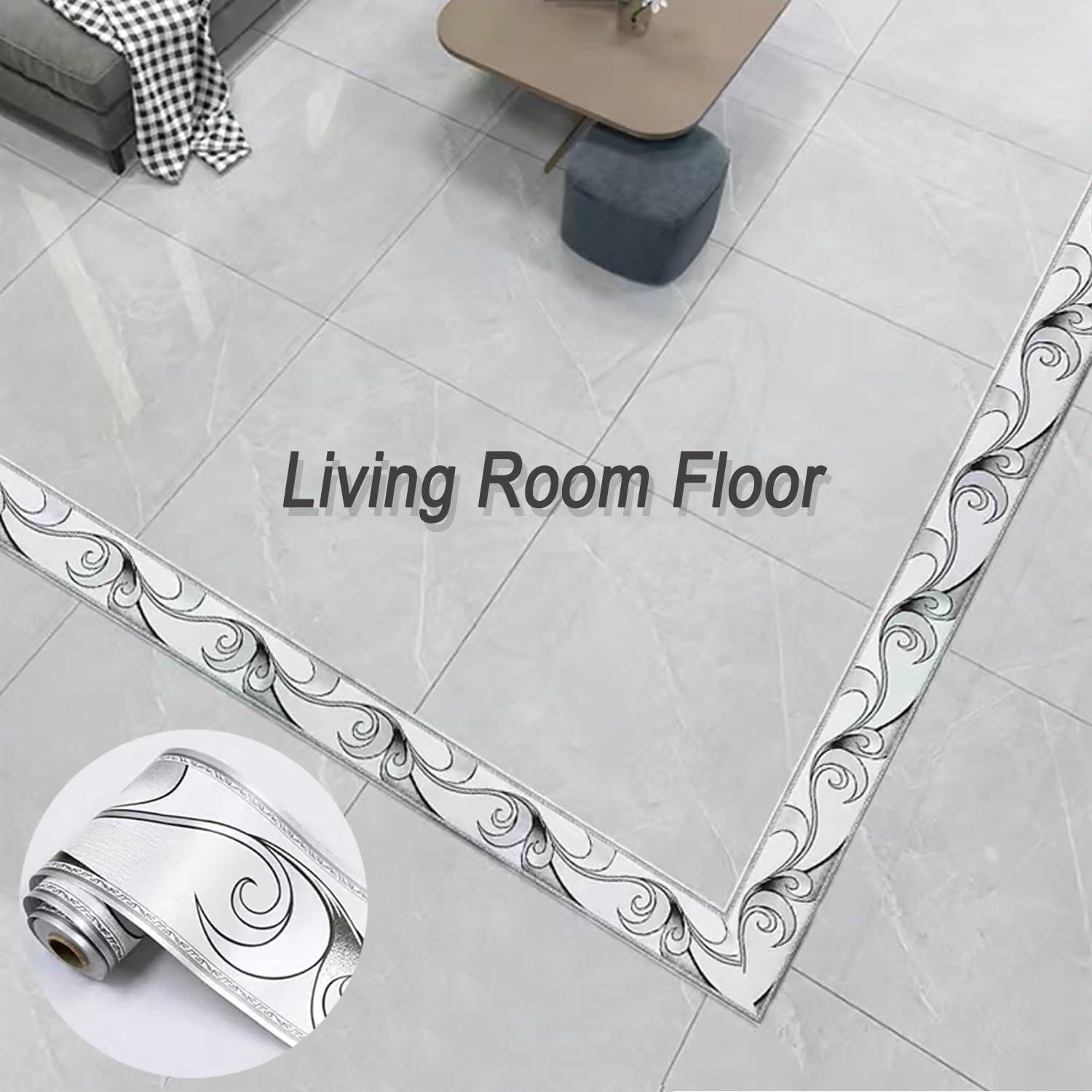 Angelkiss Papel pintado borde, patrón de ondas grises de plata real, borde, decoración de pared despegable, adhesivo de techo, cocina, baño, decoración de pared, 11 cm x 10 metros (2 unidades)