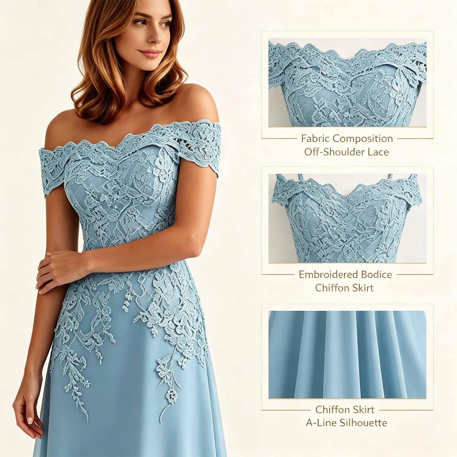 Abito Matrimonio Donna Chiffon Pizzo Spalla Nuda Taglie 32-56