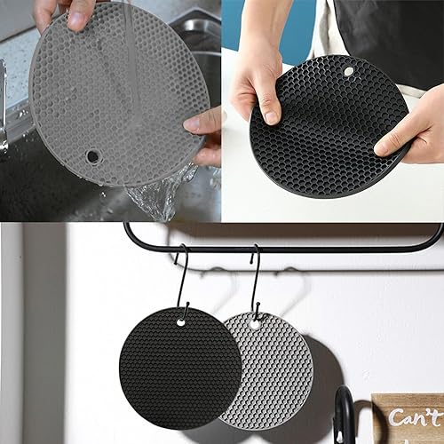 Miniatura 4 de TENOC Salvamanteles de silicona para ollas y sartenes calientes, soporte para olla resistente al calor, almohadillas calientes antideslizantes para