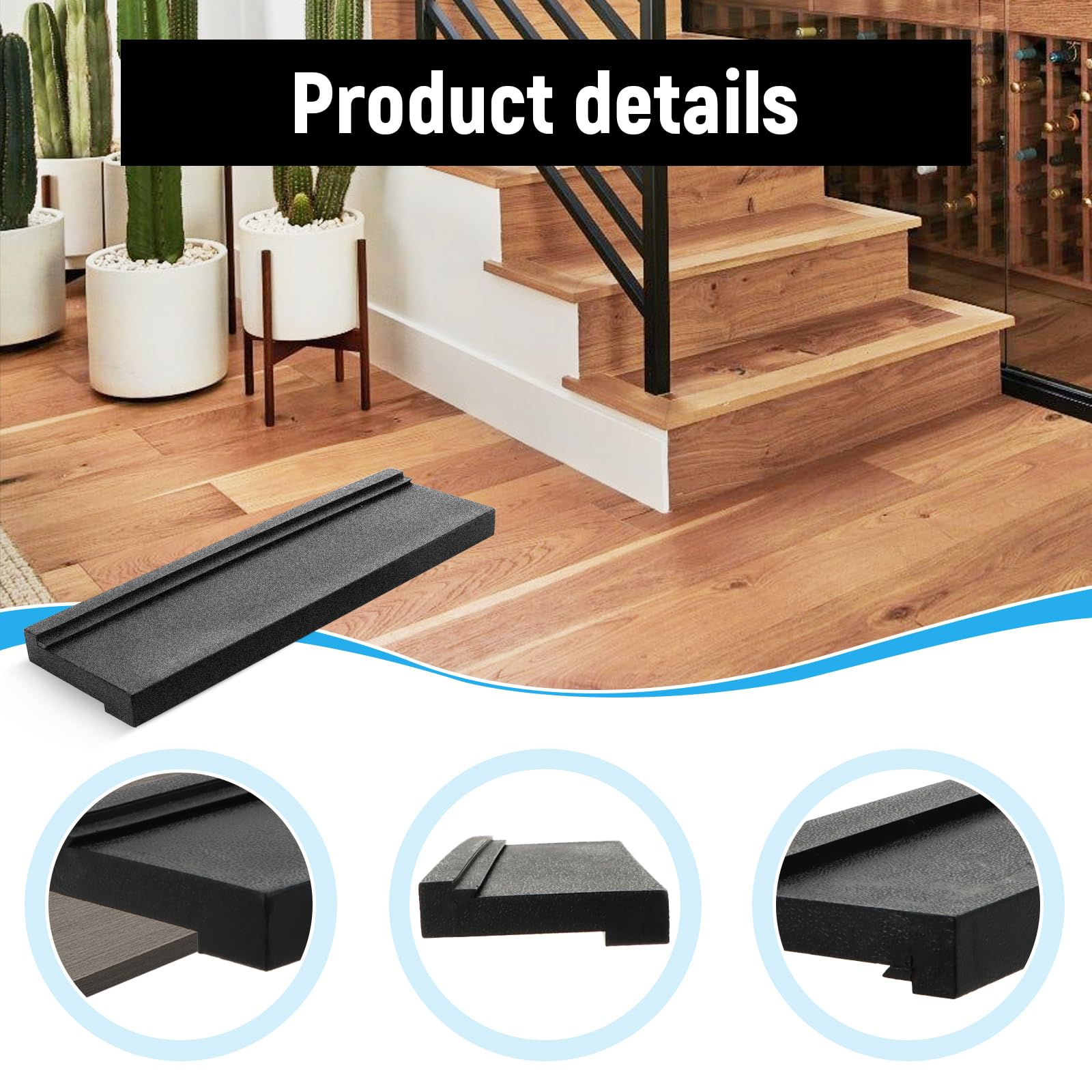 2 Pezzi di Legno Nero per Pavimento in Vinile, Legno per Laminato, Strumento per Pavimentazione Universale con 3 Diversi Bordi, per Pavimenti in Laminato/Vinile nel Design Multi Groove