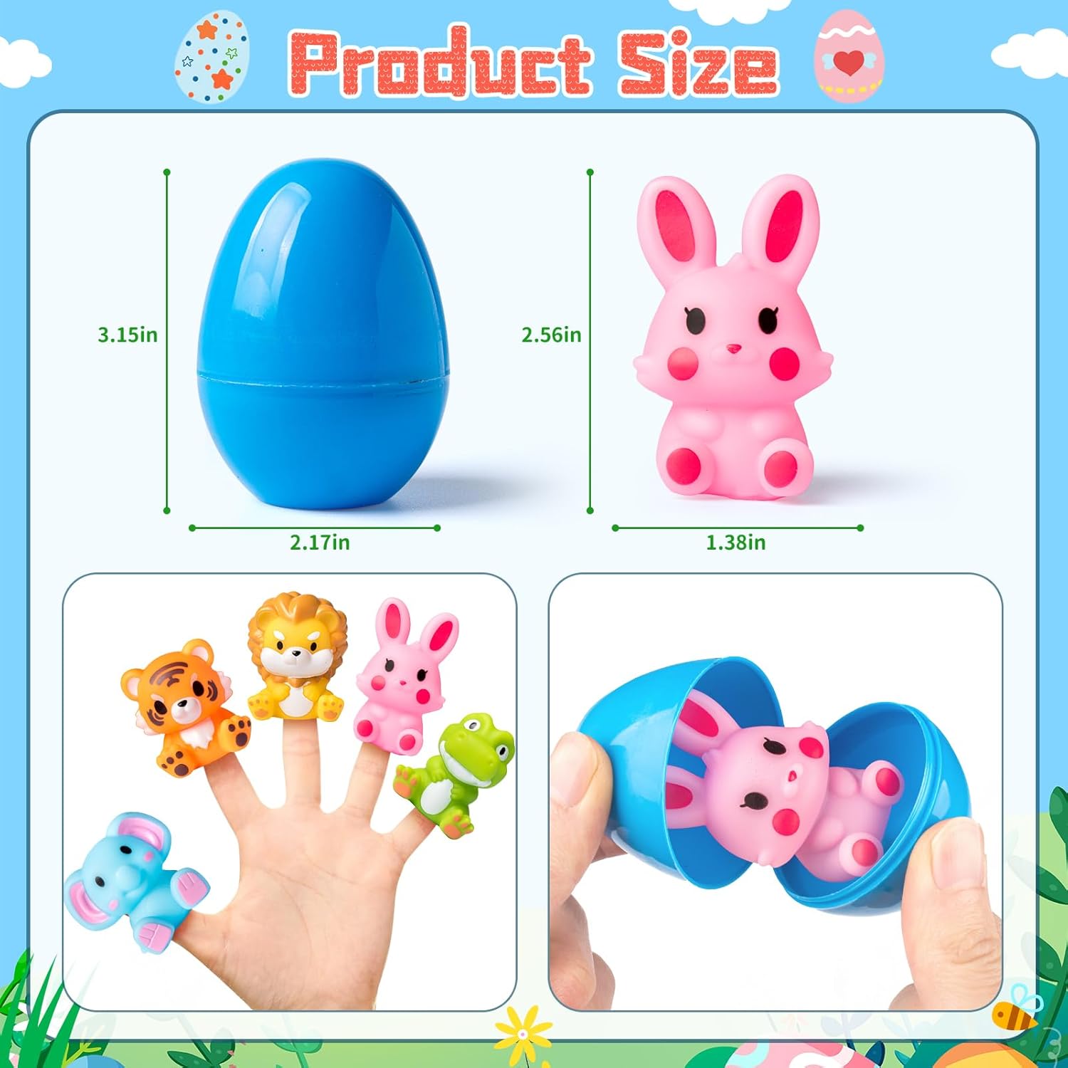 12 Pack Prefilled Easter Eggs with Finger Puppets, Prefilled Easter Eggs with Toys for Easter Egg Hunts, Basket Stuffers, Party Favors, Classroom Prizes, Easter Gifts for Kids and Toddlers - Image 3