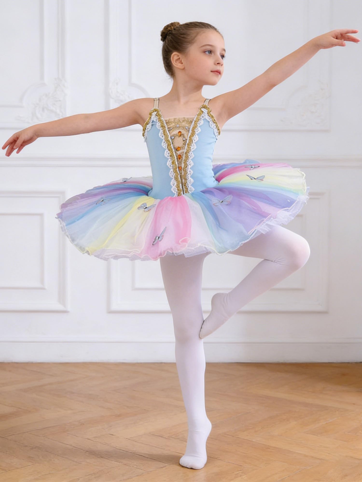 inlzdz Niños Maillot De Ballet Vestido Tutu Bailarina Body Clásico Patinaje Artístico Competición