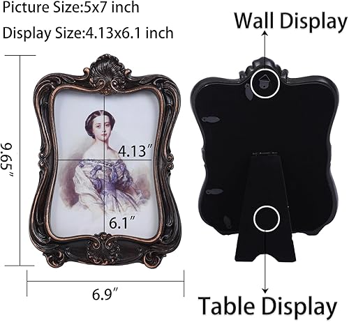 Miniatura 10 de Marcos de fotos antiguos de 5 x 7 pulgadas, marcos ornamentados, marcos góticos, marcos de fotos negros