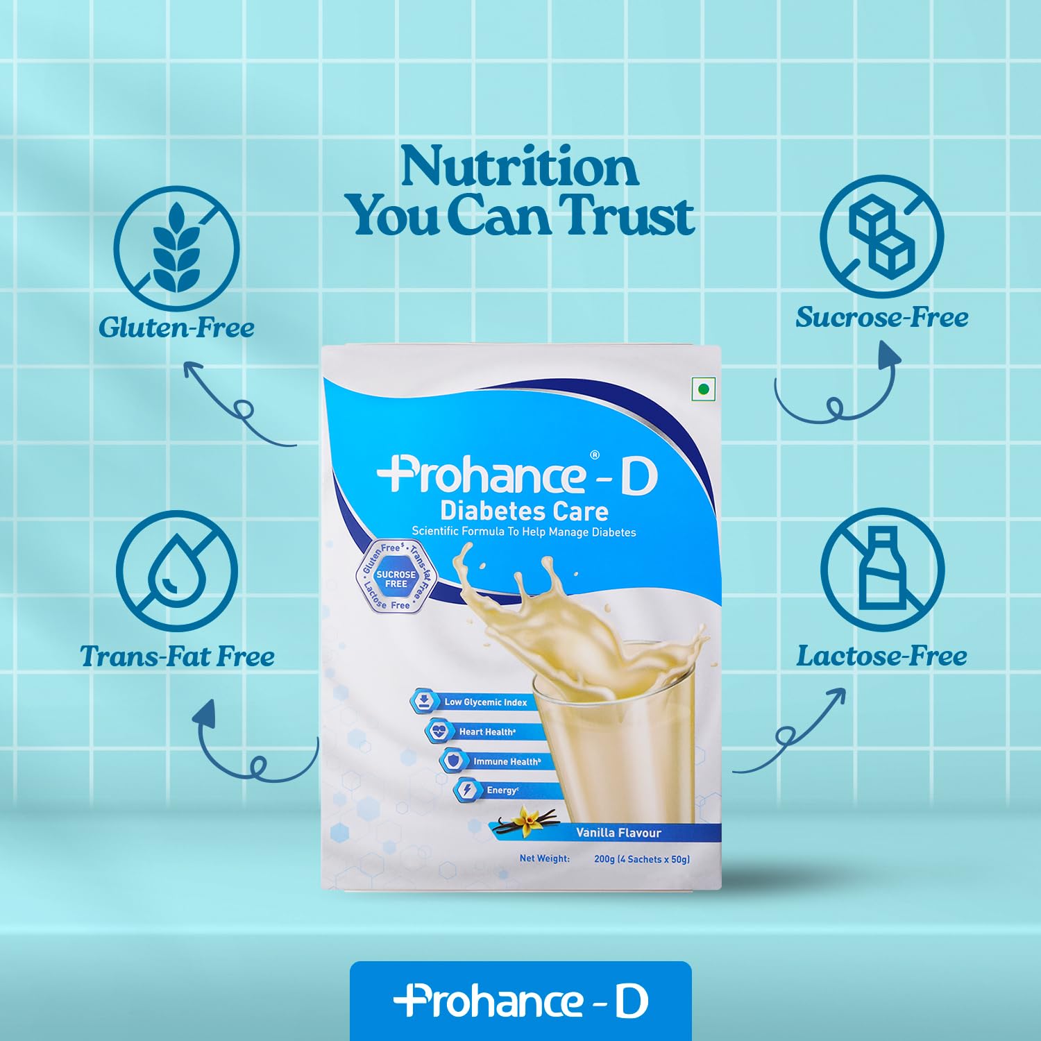 Prohance D Dietary Supplement for Diabetes Management Vanilla, 200 g