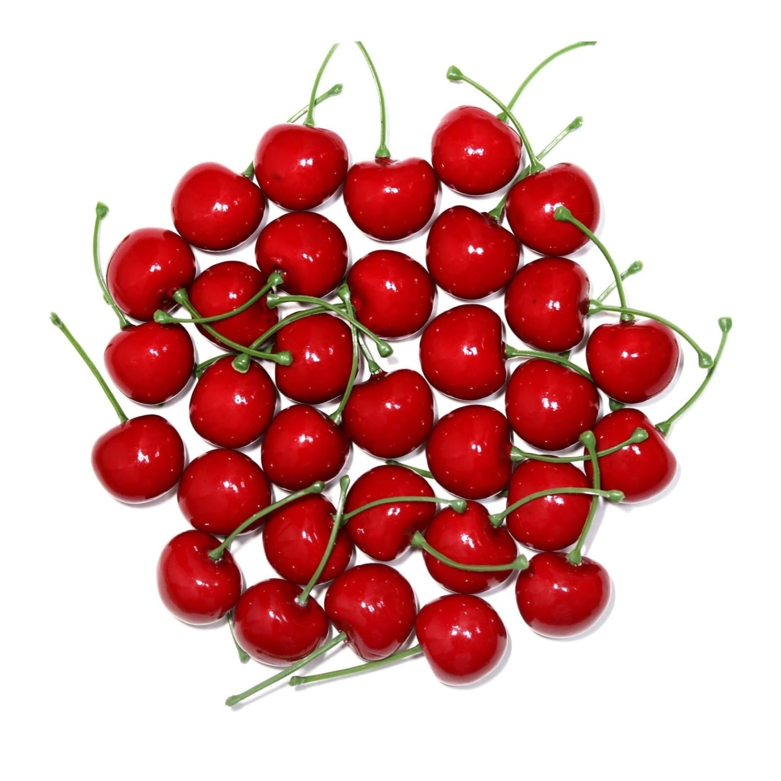 CVdrtyED Reusable Artificial Fruit Display Artificial Red Cherries, 30mm/1.18 Inches Simulated, Fake Fruit Kitchen Ornaments(Red+Black)