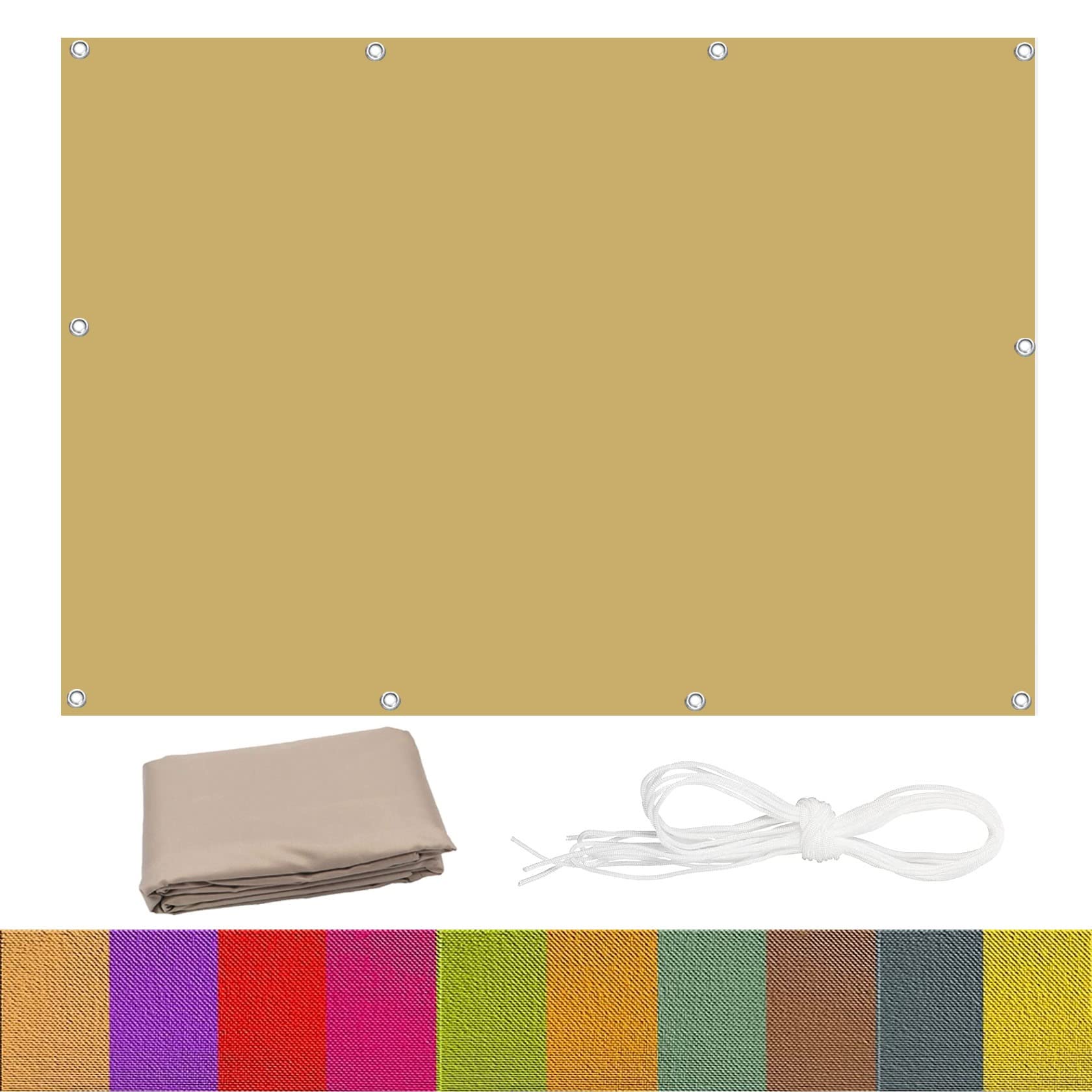 Voile d'ombrage imperméable rectangulaire 5.5x10m crème anti-UV