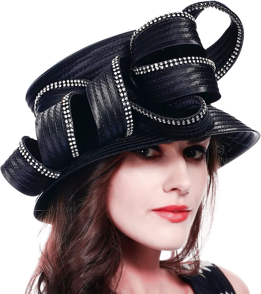 FORBUSITEChurch Hats for Women Derby Tea Party Dress Hat for Ladies Bucket Hats