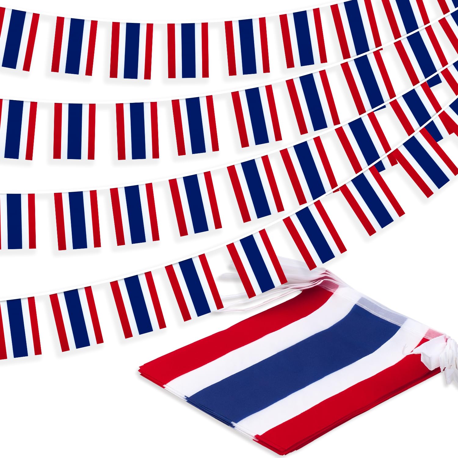 MVPRING Thailand String Flag Pennant Banner, Small Mini Thai Flags Bunting Banner, National Country Decoration for School, Party, Sports Events, Patriotic Festival, 33 Feet 30 Flags