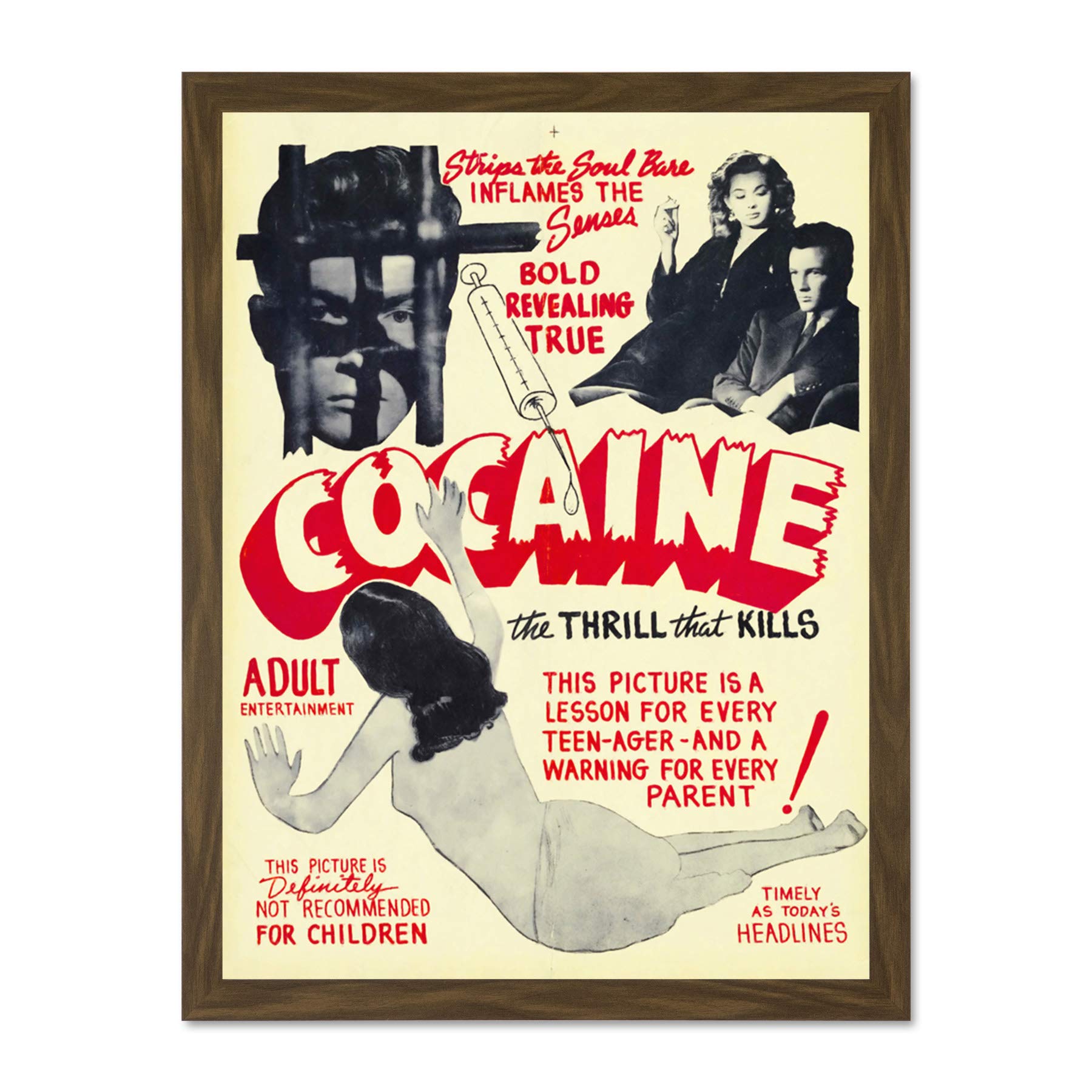 Cocaine Thrill That Kills Drugs Large Framed Art Print Poster Wall Decor 18x24 inch