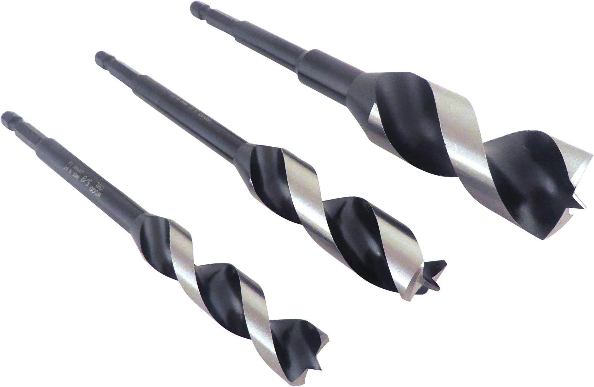 Wood Owl 00707 3 Piece Set OverDrive Fast Boring Ultra Smooth Auger Brad Point Boring Bits Containing the Following Sizes 5/8”, 3/4” and 1”