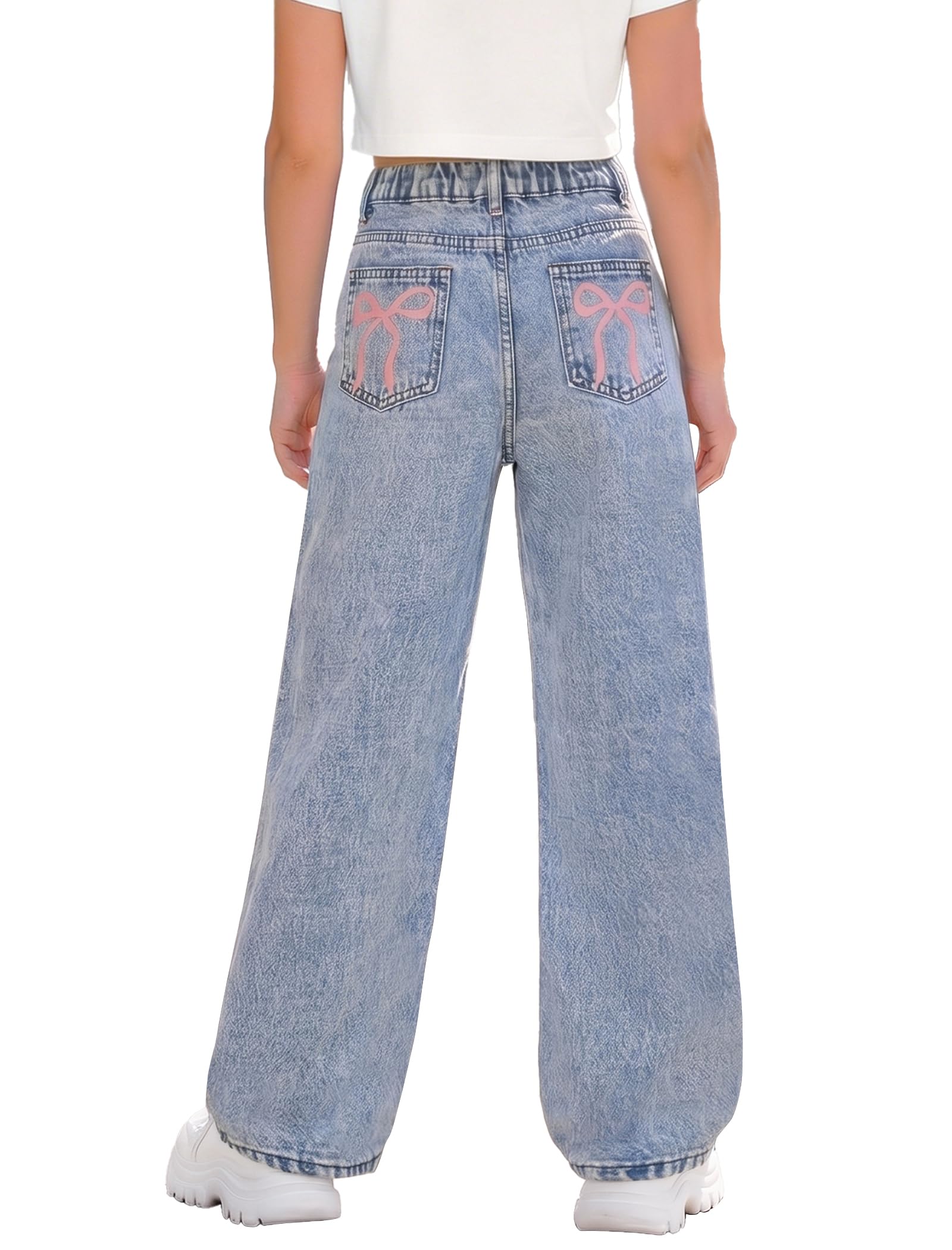 Jeans for Girls Baggy Wide Leg High Waisted Y2K Denim Pants 7-14Y