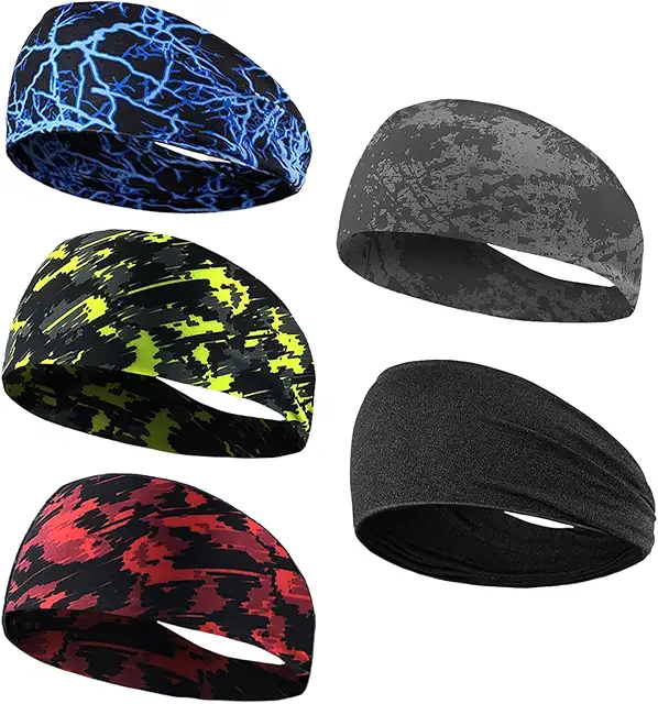 Lot de 5 bandeaux de sport graffiti pour garçons - Absorbant et antidérapant