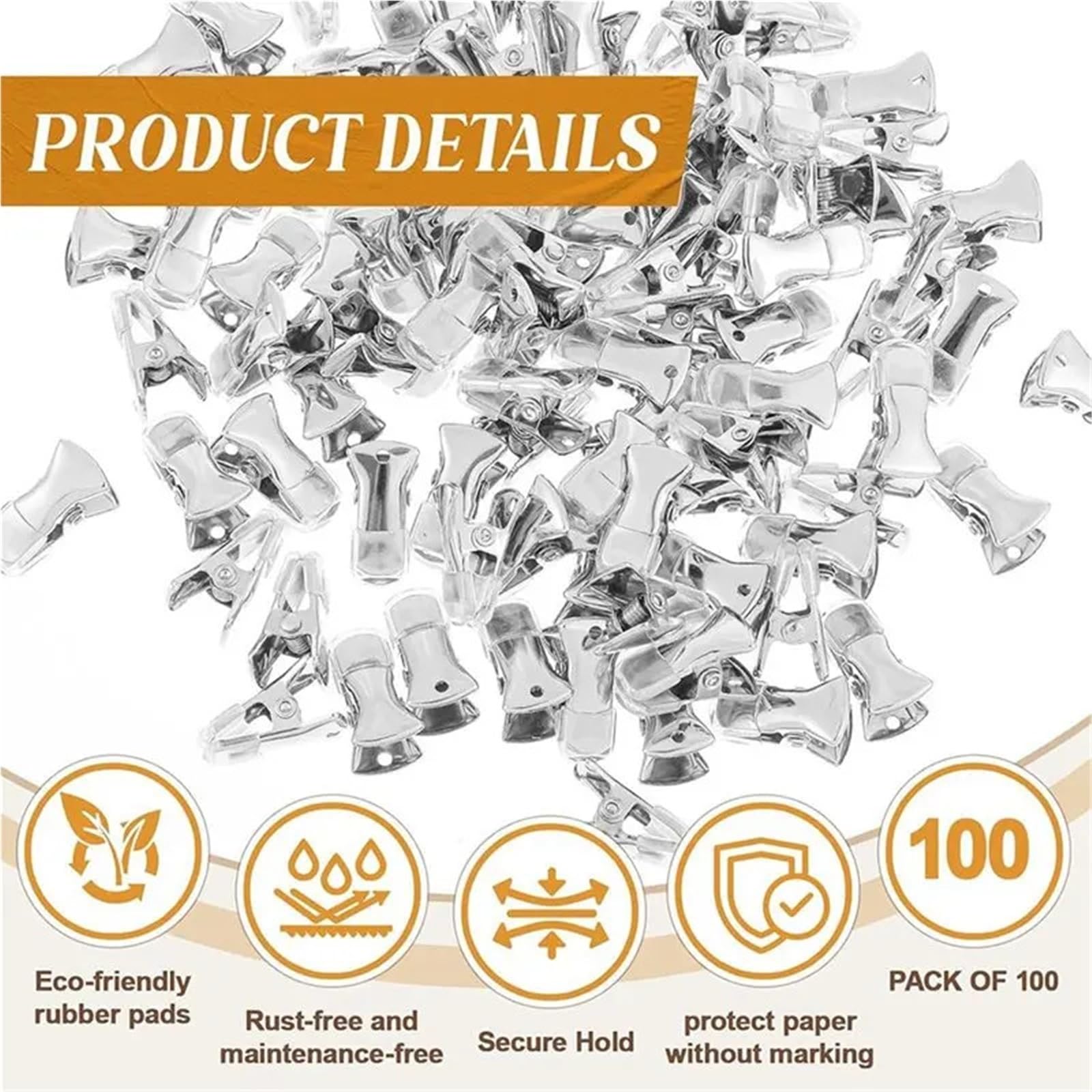 Pinzas Ropa Clips de cocodrilo pequeños Metal Plateado compatibles con Ap-For Crafts, 100 Uds., Correas Goma Antideslizantes