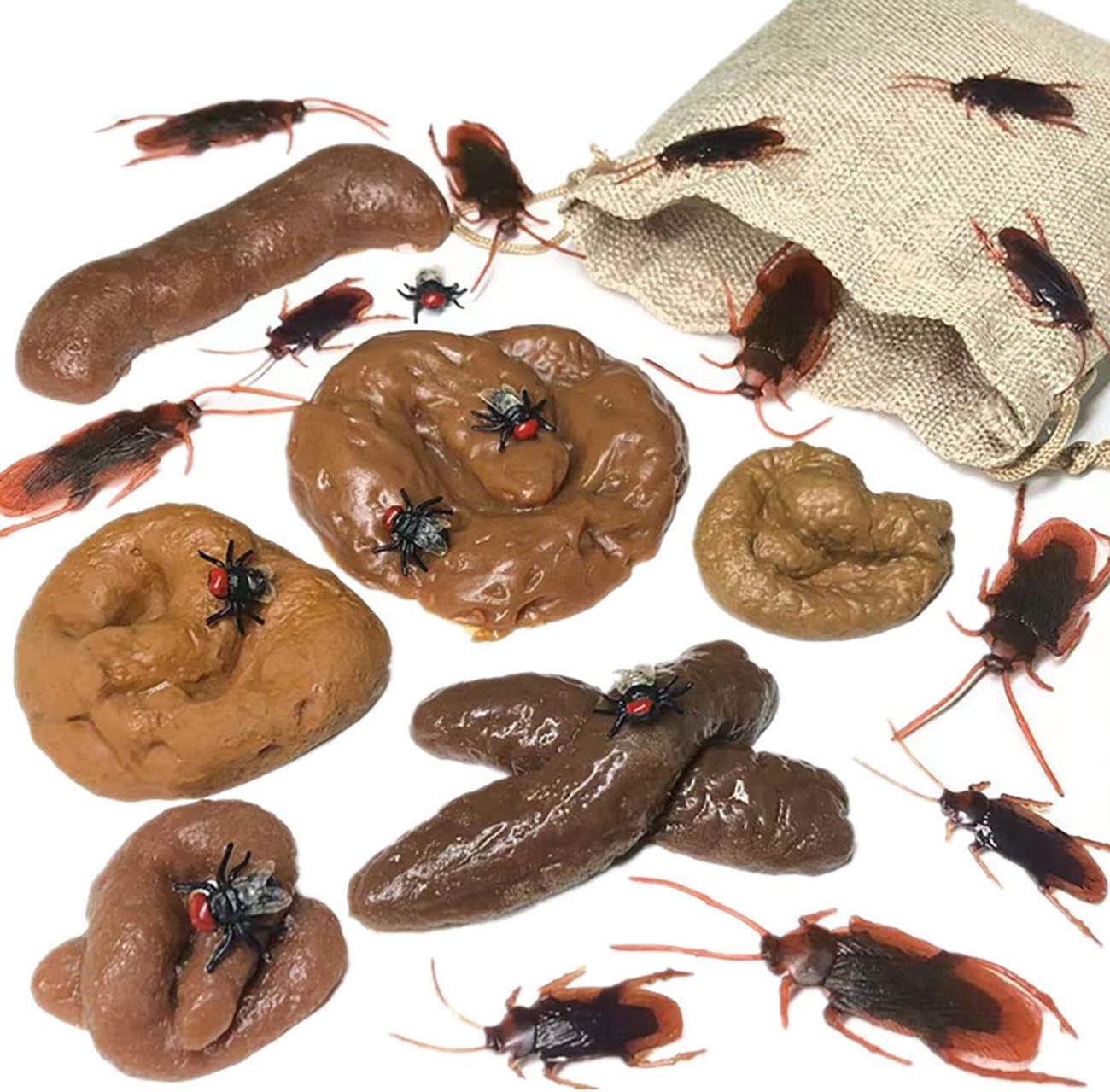Amazon.com: Cooplay 24pcs Fake Dog Poop Realistic Turd Cockroach Fly ...