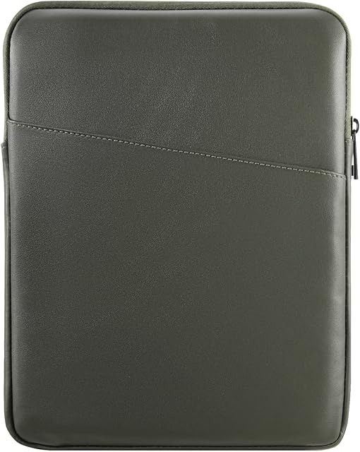 MoKo 9-11 Inch Tablet Sleeve Bag Fits iPad air 5 10.9 inch 2022 iPad Pro 11 2021-2018, iPad 9/8/7th Gen 10.2, iPad Air 4 10.9/Air 3 10.5, iPad 9.7, PU Leather Bag with Slanting Pocket, Midnight Green