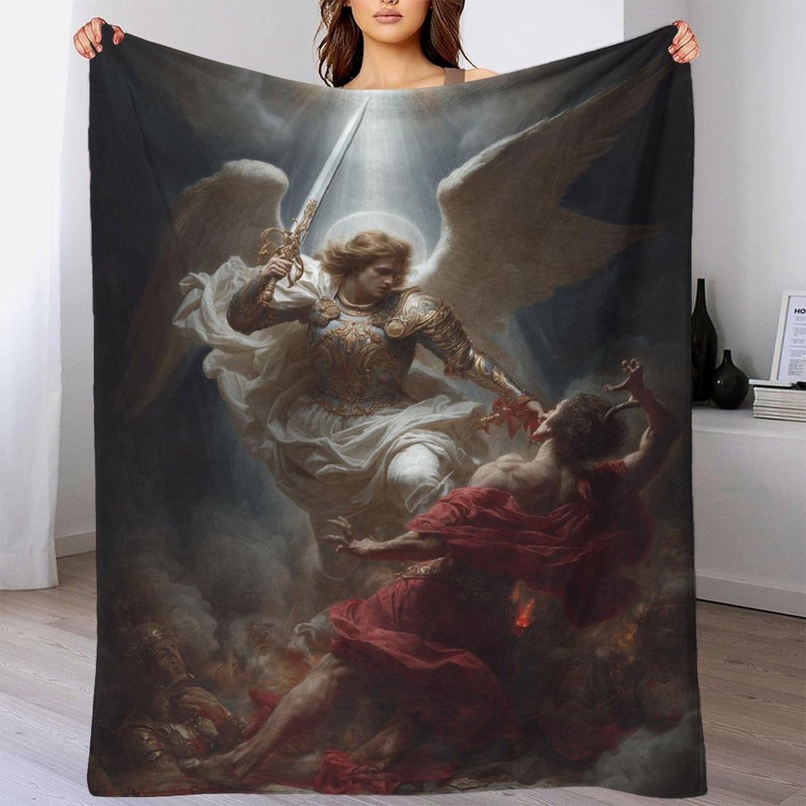Couverture polaire de luxe motif Triomphe de l'ange, plaid 180x200