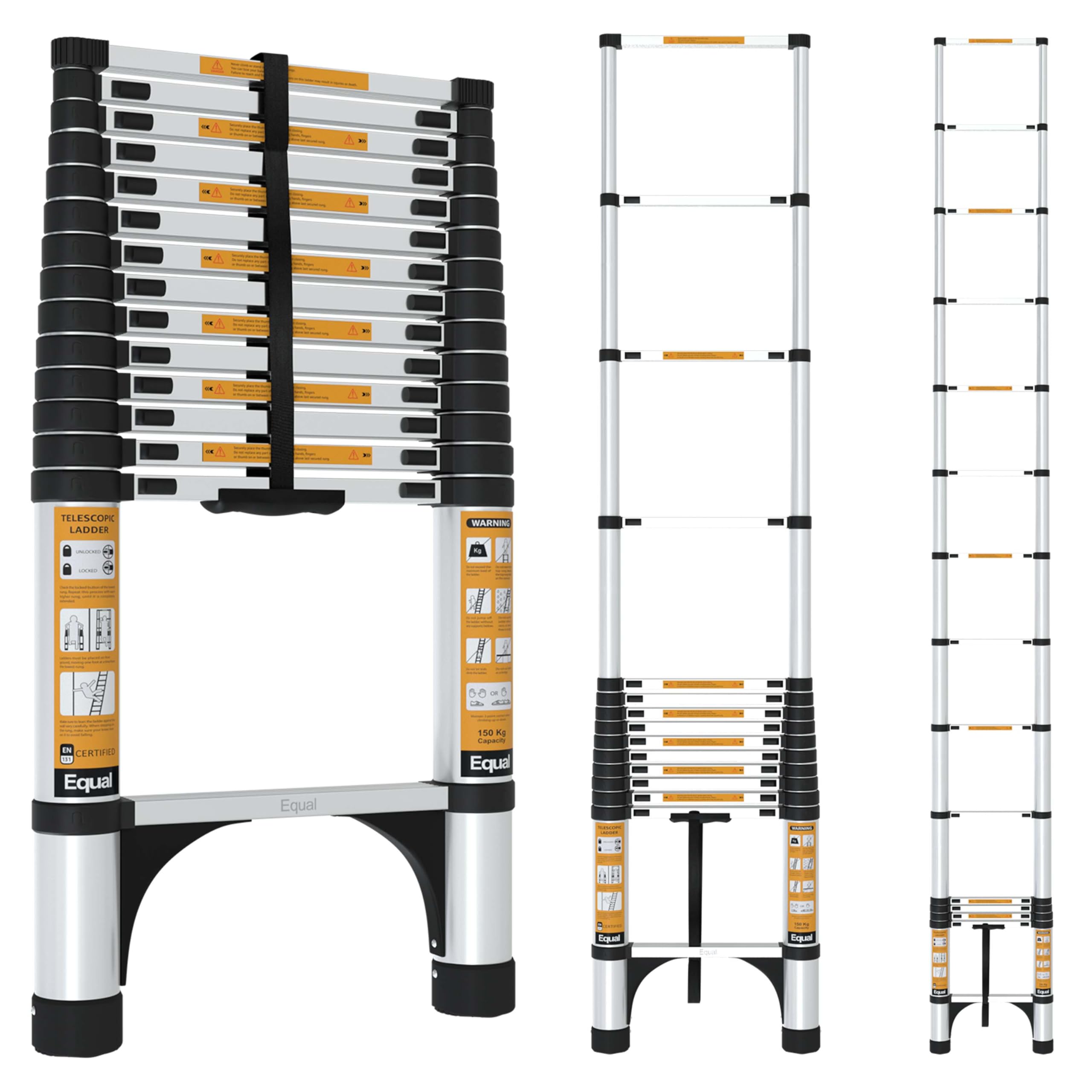 Equal 20.5 FT Portable & Compact Foldable Aluminium Telescopic Ladder | 2 Triangle Stabilizers | EN131 Certified | 2-Year Warranty | Heavy-Duty Ladder for Industrial & Commercial Use (6.2m / 15 Steps) — Amazon image 15
