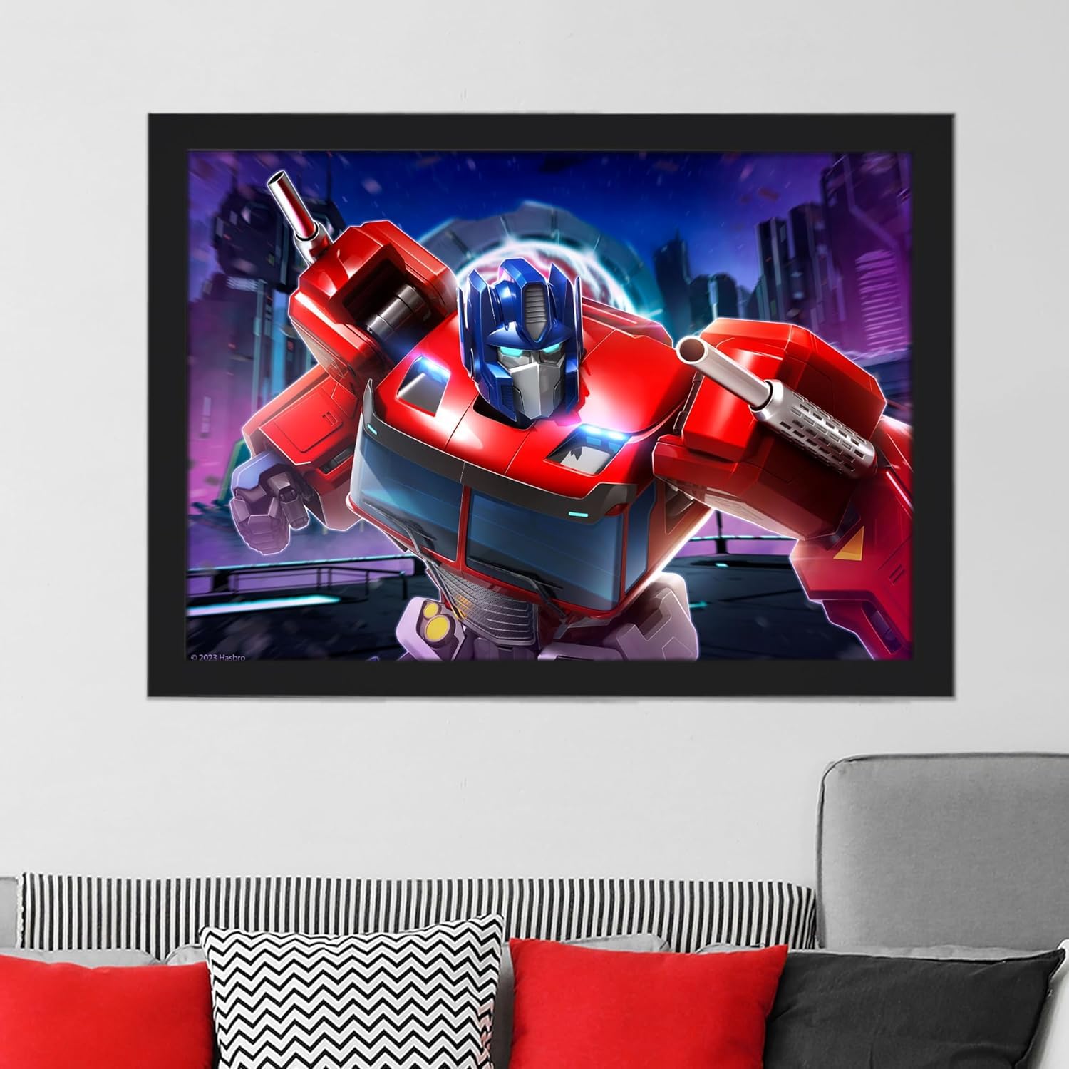 Themed Transformers Print - Optimus Prime Night Time City Wall Art Poster (29.7Cm X 42Cm - A3)