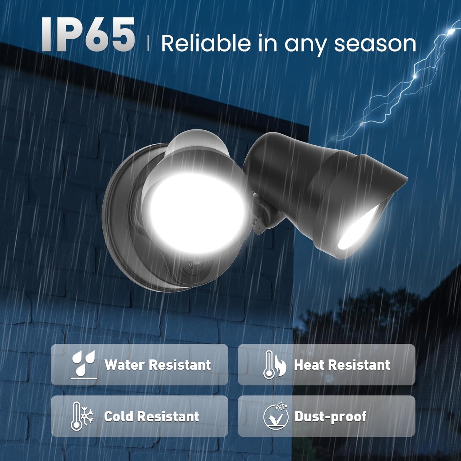 ALUSSO LIGHTING® 25W LED Dusk to Dawn Security Lights, 1900LM IP65 Waterproof Exterior Flood Light, 3000K/4000K/6000K Selectable, 2 Adjustable Heads Outdoor Lights for Yard, Garage, Porch (Black)