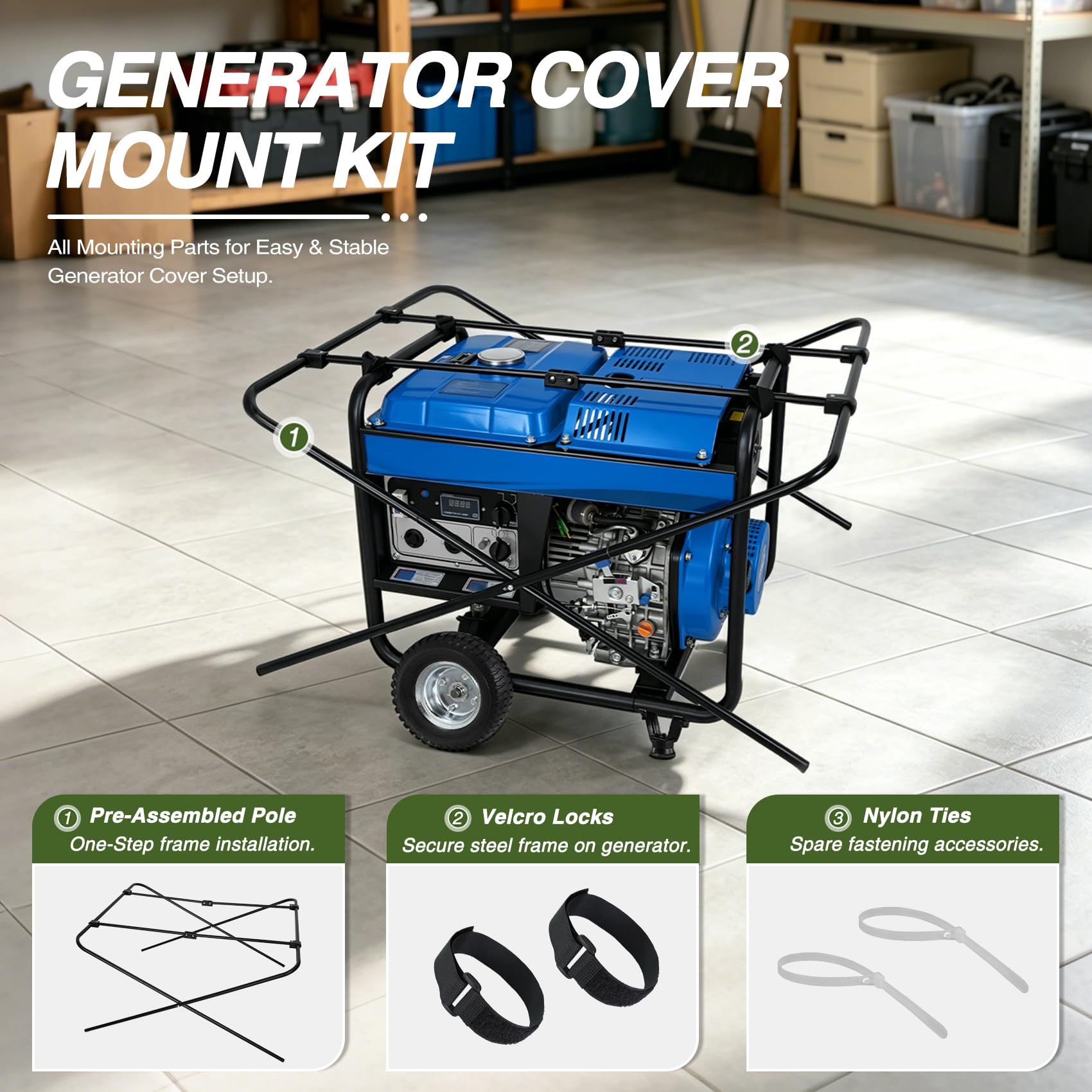 Porch Shield - Cubierta para generador, cubierta impermeable y de alta resistencia para proteger de la lluvia, para generadores de 3500 a 12000 W, apertura superior, negro