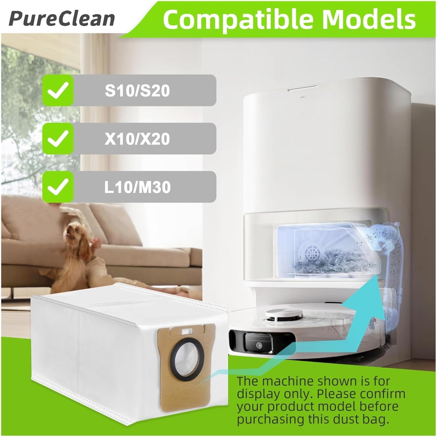 Robot Vacuum Dust Bags,Compatible For Dreame L10s Ultra/L20 Ultra/L10 Ultra/L10 Prime/X40 Ultra/ X10/X10+/S10/S10+/S10 Pro(20 Pcs)