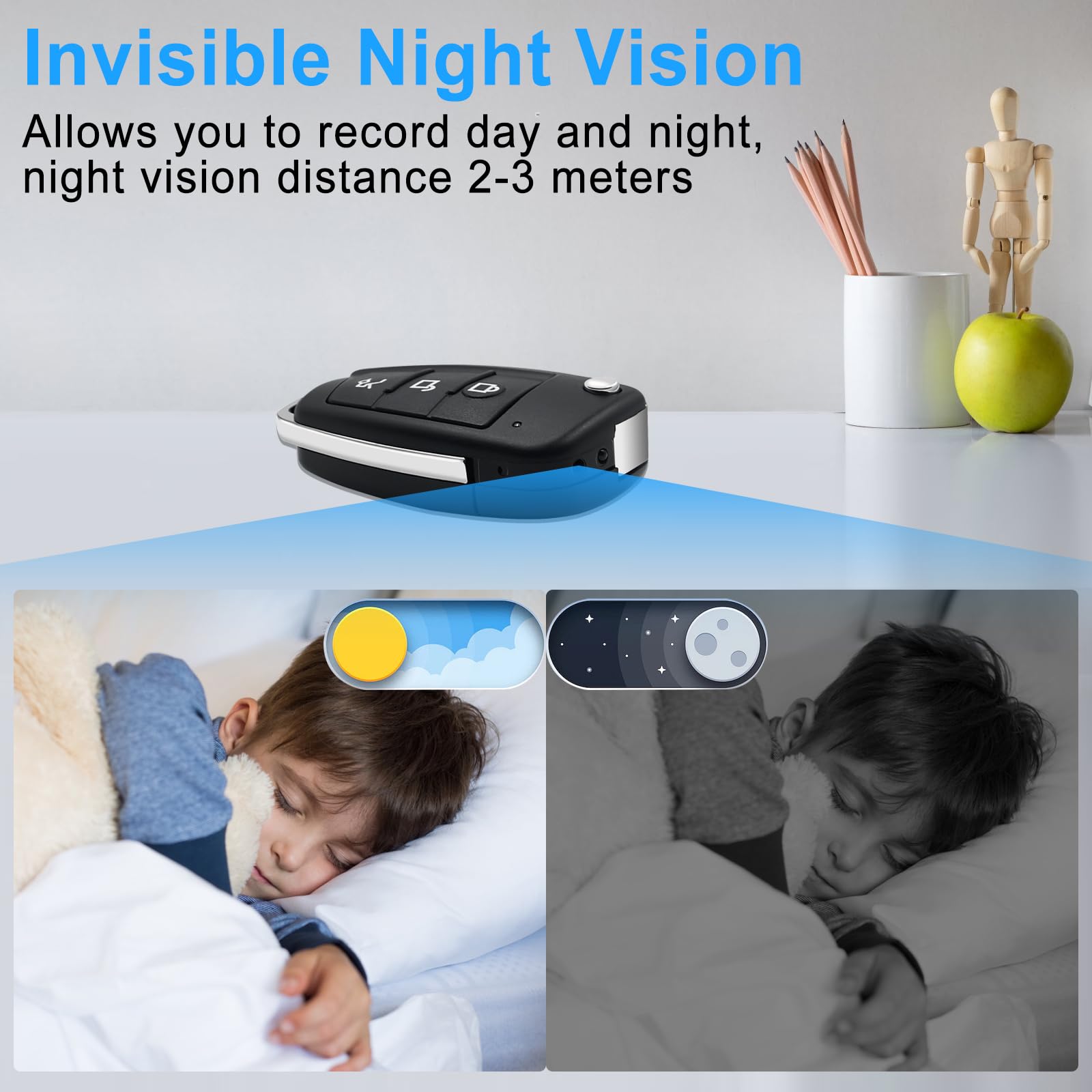 UYIKOO Telecamera Spia Nascosta, Mini Telecamera Nascosta Chiave Auto Micro Spy Cam 1080P HD Microcamera Spia con Rilevamento del Movimento Visione Notturna