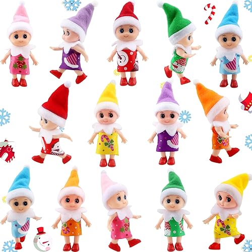 14 Pieces Christmas Elf Dolls Tiny Christmas Elves Elf Plush Dolls Christmas Miniature Elf Doll for New Year Xmas Decoration Gift Christmas Stocking Stuffers
