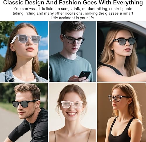 Miniatura 5 de Gafas inteligentes para hombres y mujeres, encendido/apagado automático y tacto inteligente, altavoces de sonido de oído abierto y micrófono, gafas