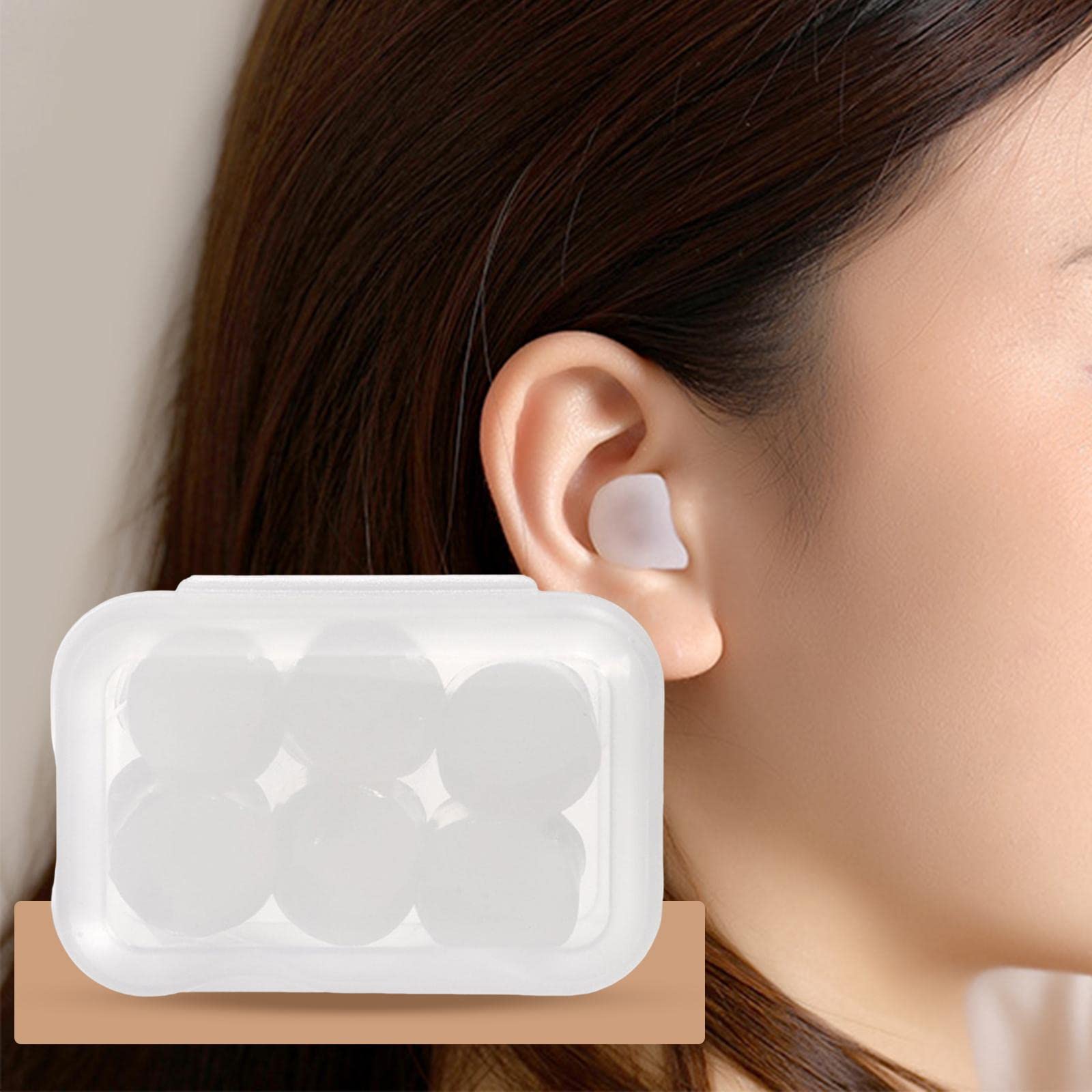 Tappi per Orecchie in Silicone Morbidi Modellabili Riusabili Impermeabili con Contenitore Portatile per Dormire Nuotare Viaggiare Studiare, 6 Pezzi