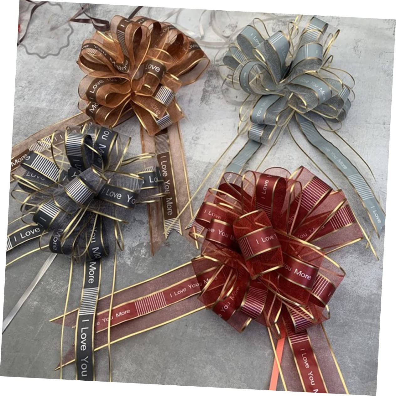 60 Pièces Art Latte Cadeau Noeud Tiré Tirer des Arcs Ruban Noeud Cadeau Gros Noeuds Rouges pour Les Arc De Voiture De Mariage Fil De Neige Couronne Fleurs