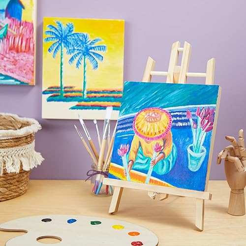 Miniatura 4 de Juvale Tablero de lienzo de madera, 8 x 8 x 0.75 pulgadas, pino natural, paquete de 6, marcos de madera sin terminar para manualidades, panel de