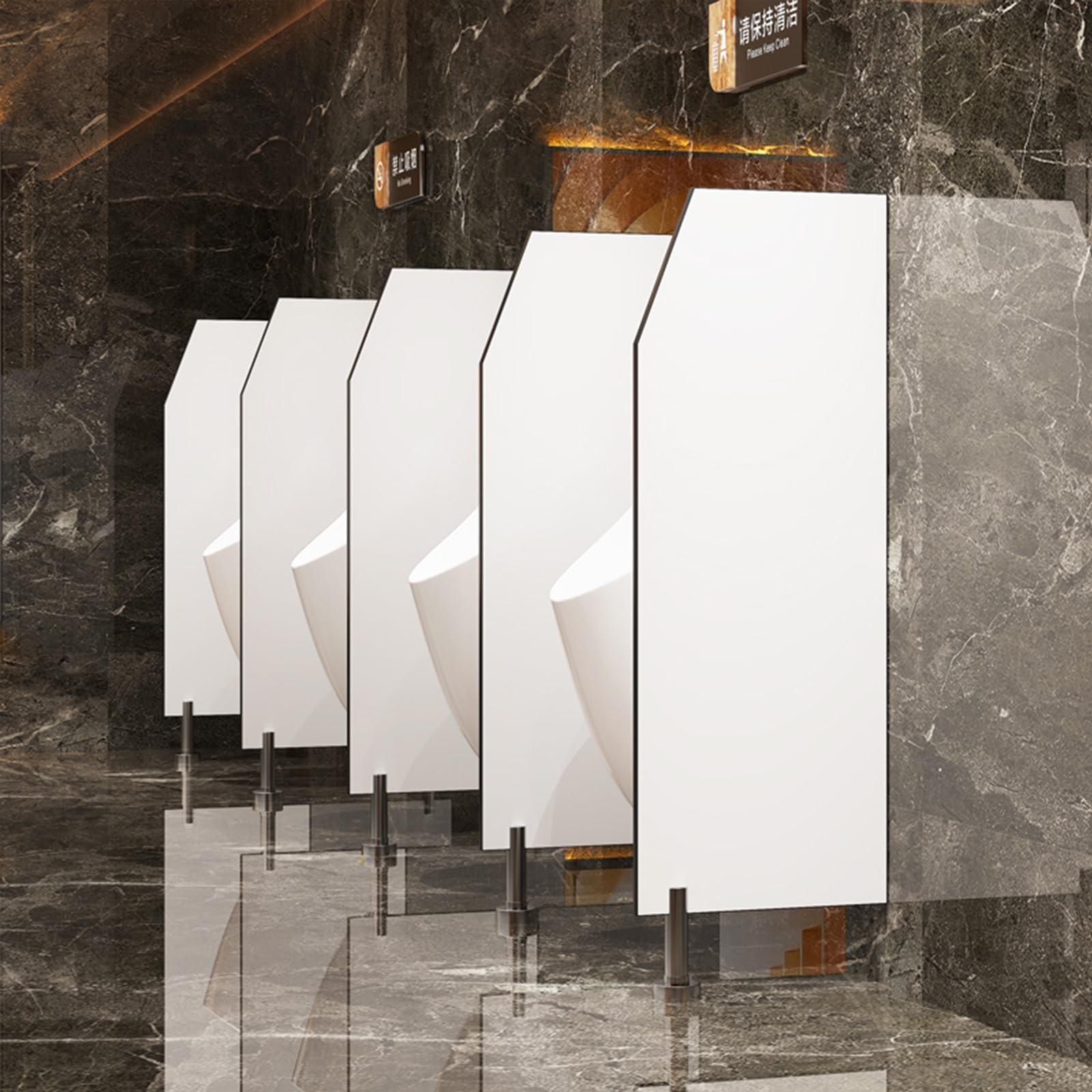 Mampara divisoria de privacidad para urinario de baño público Masculino con herrajes de Acero Inoxidable, Separador de Pared para Escuela, Hospital, Empresa.