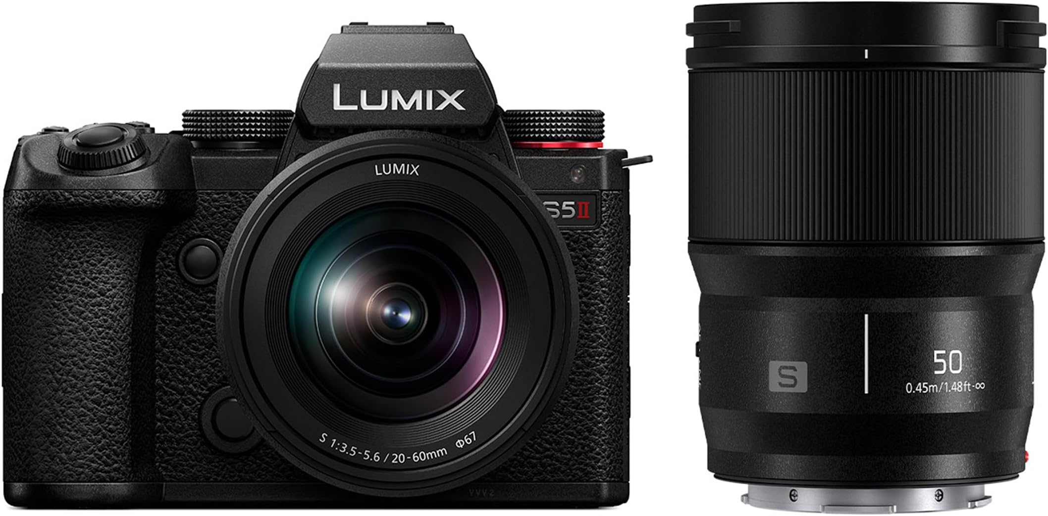 LUMIX S5II Mirrorless Camera, 24.2MP Full Frame, Phase Hybrid AF, Active I.S. Technology, Unlimited Recording, 20-60mm F3.5-5.6 & 50mm F1.8 L Mount Lenses, LUMIX Camera - DC-S5M2WK