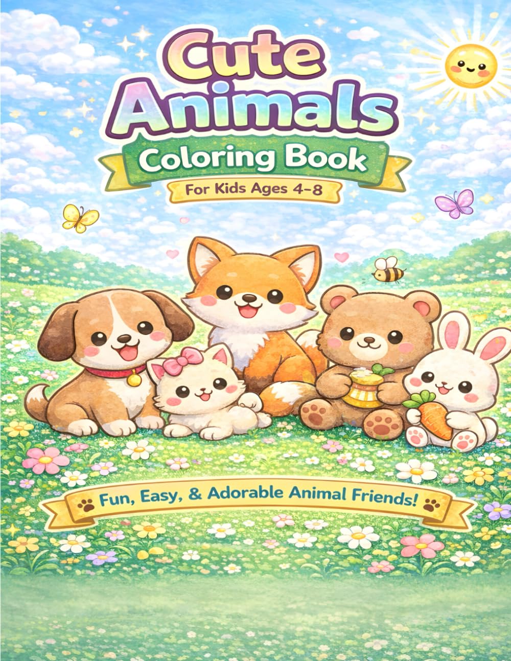 Cute Animals Coloring Book for Kids Ages 4–8 Fun, Easy & Adorable Animal Friends for Relaxing Creative Coloring: A Delightful Children’s Coloring Book ... Fun, Learning, and Creative Relaxation